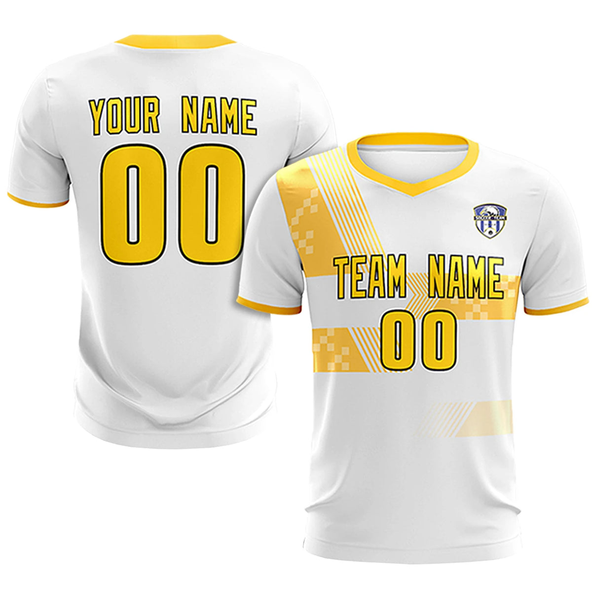 Custom White Gold01 Training Uniform For Men Soccer Sets Jersey