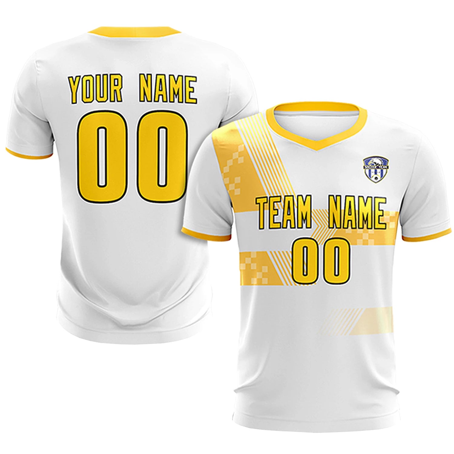 Custom White Gold01 Training Uniform For Men Soccer Sets Jersey