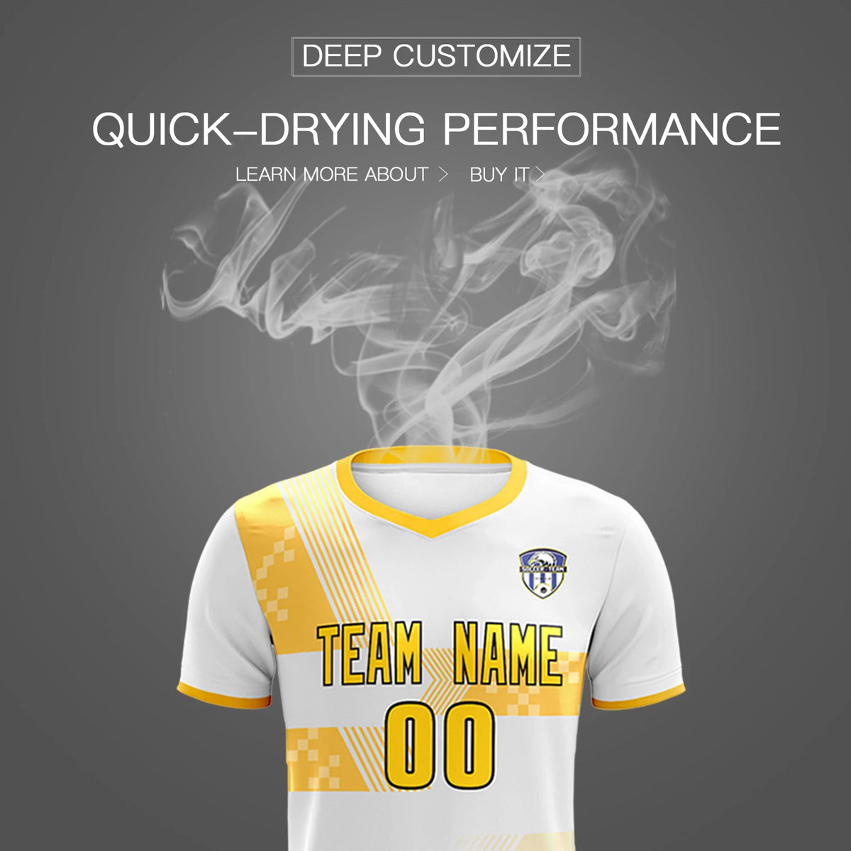 Custom White Gold01 Training Uniform For Men Soccer Sets Jersey