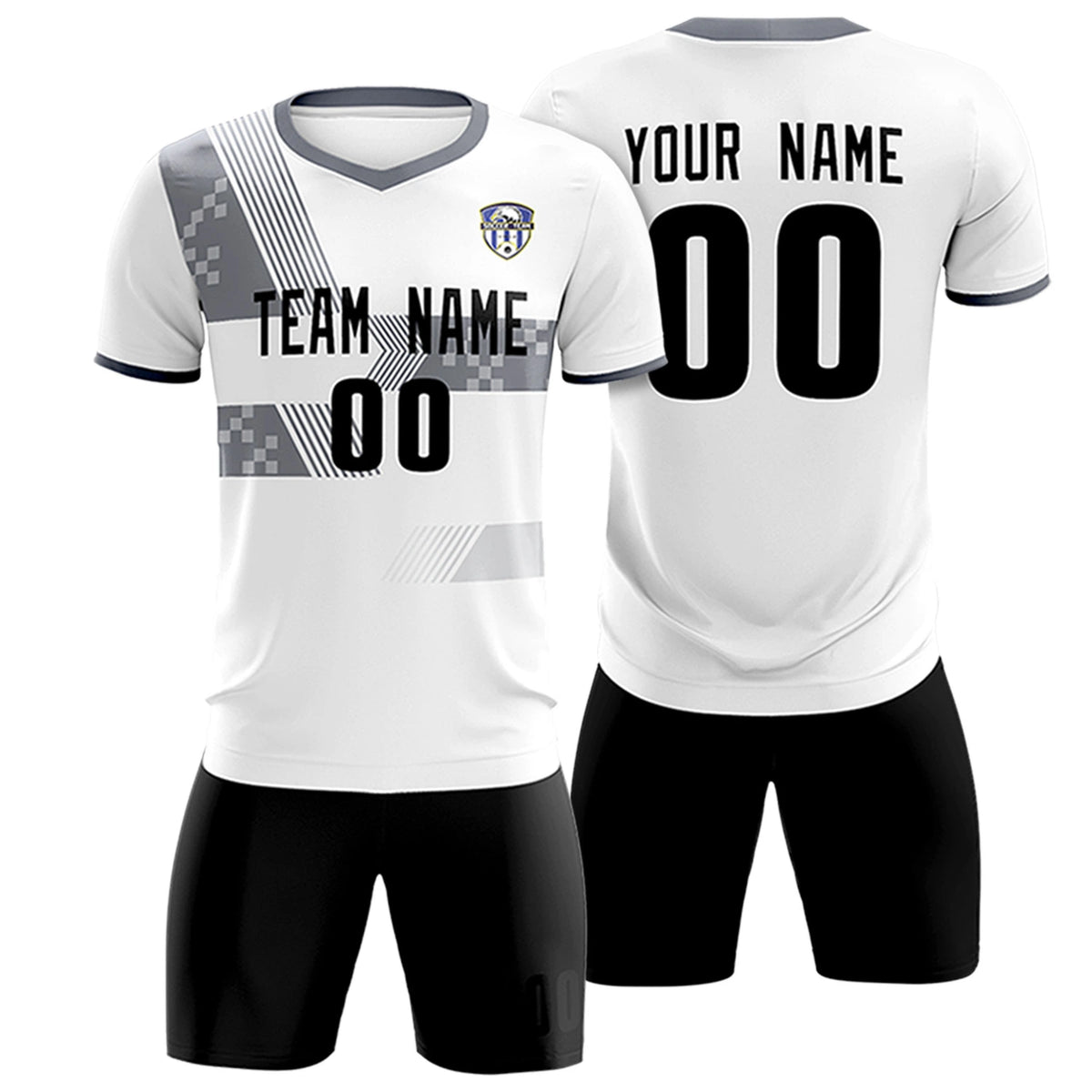 Custom White Gray Training Uniform For Men Soccer Sets Jersey