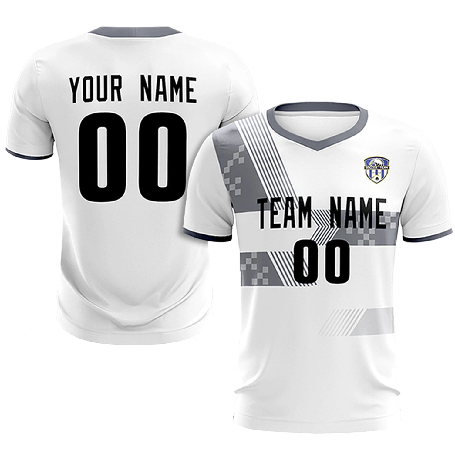 Custom White Gray Training Uniform For Men Soccer Sets Jersey