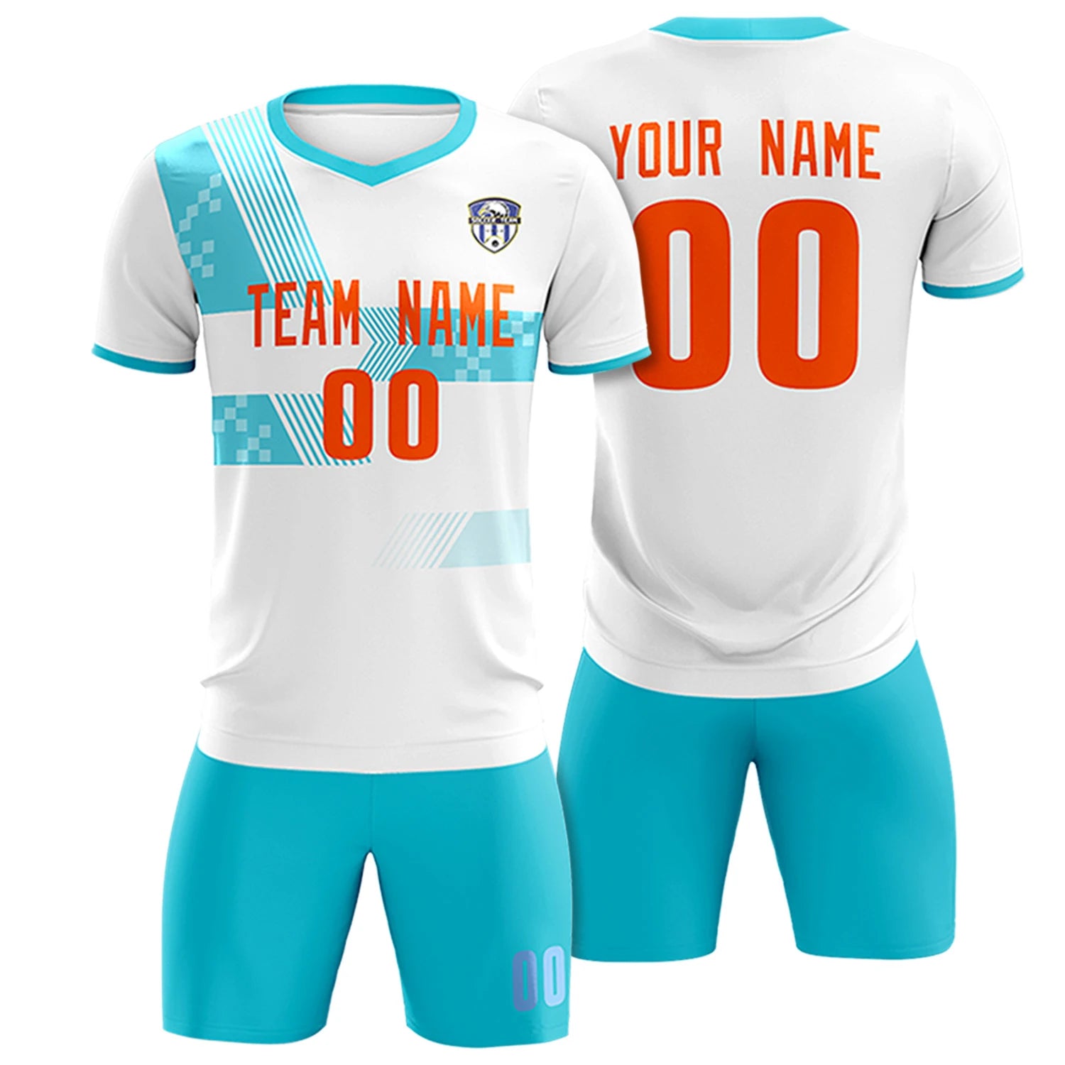 Custom White Aqua Training Uniform For Men Soccer Sets Jersey