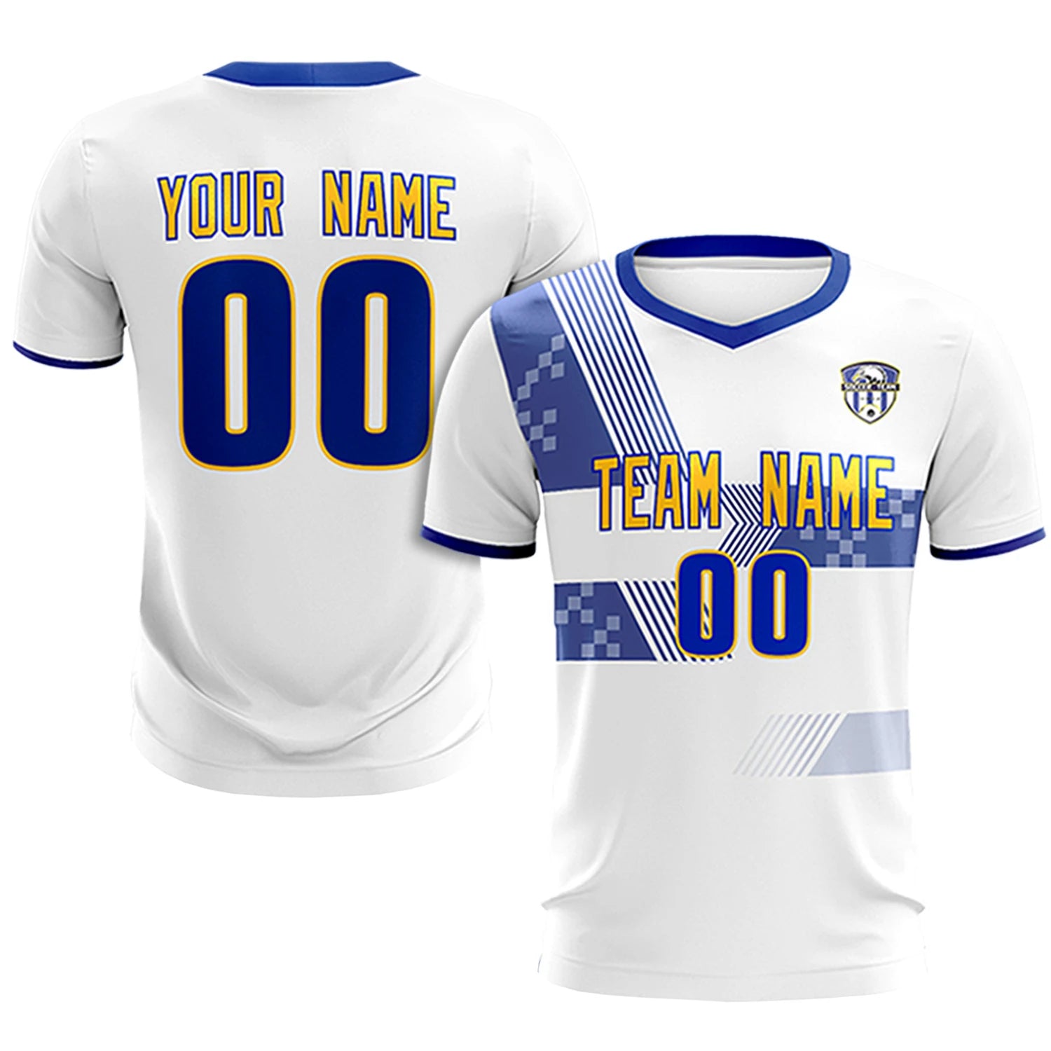 Custom White Royal Blue Training Uniform For Men Soccer Sets Jersey