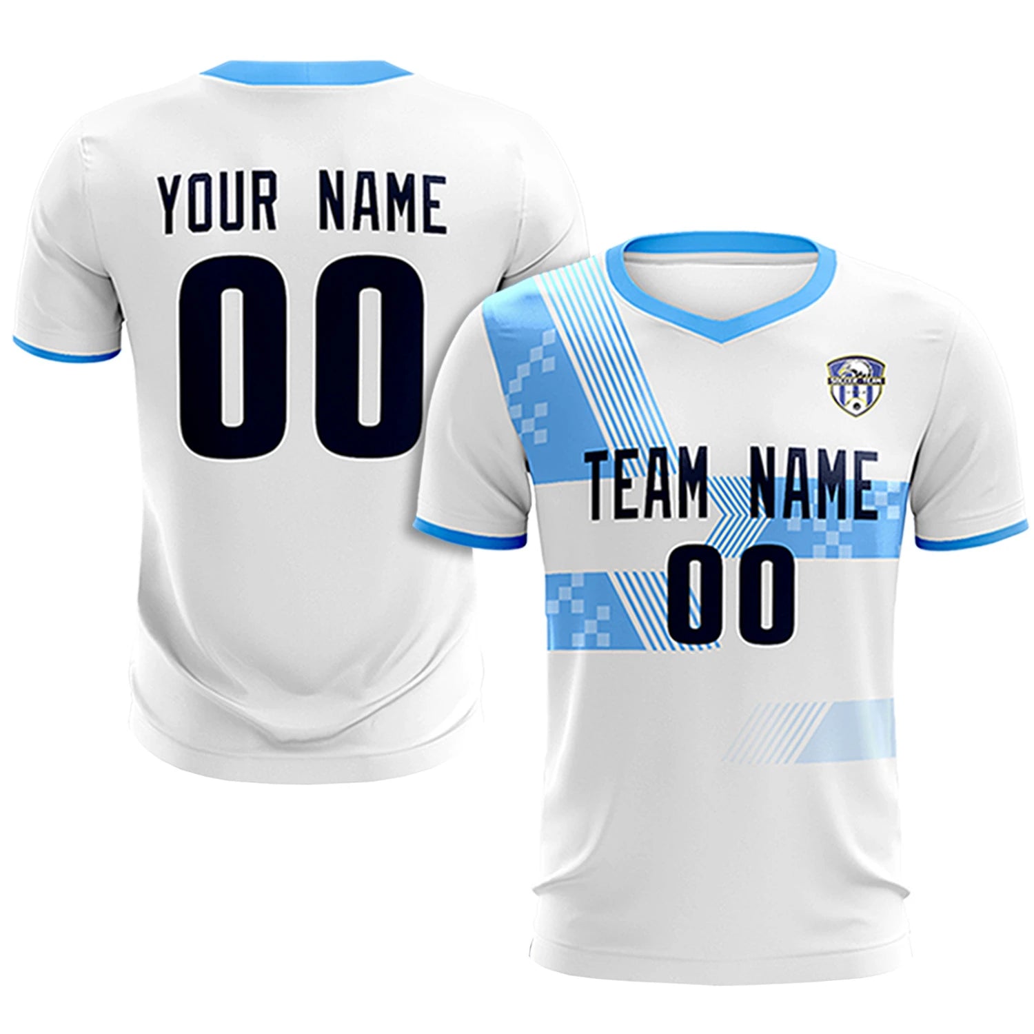 Custom White Powder Blue Training Uniform For Men Soccer Sets Jersey