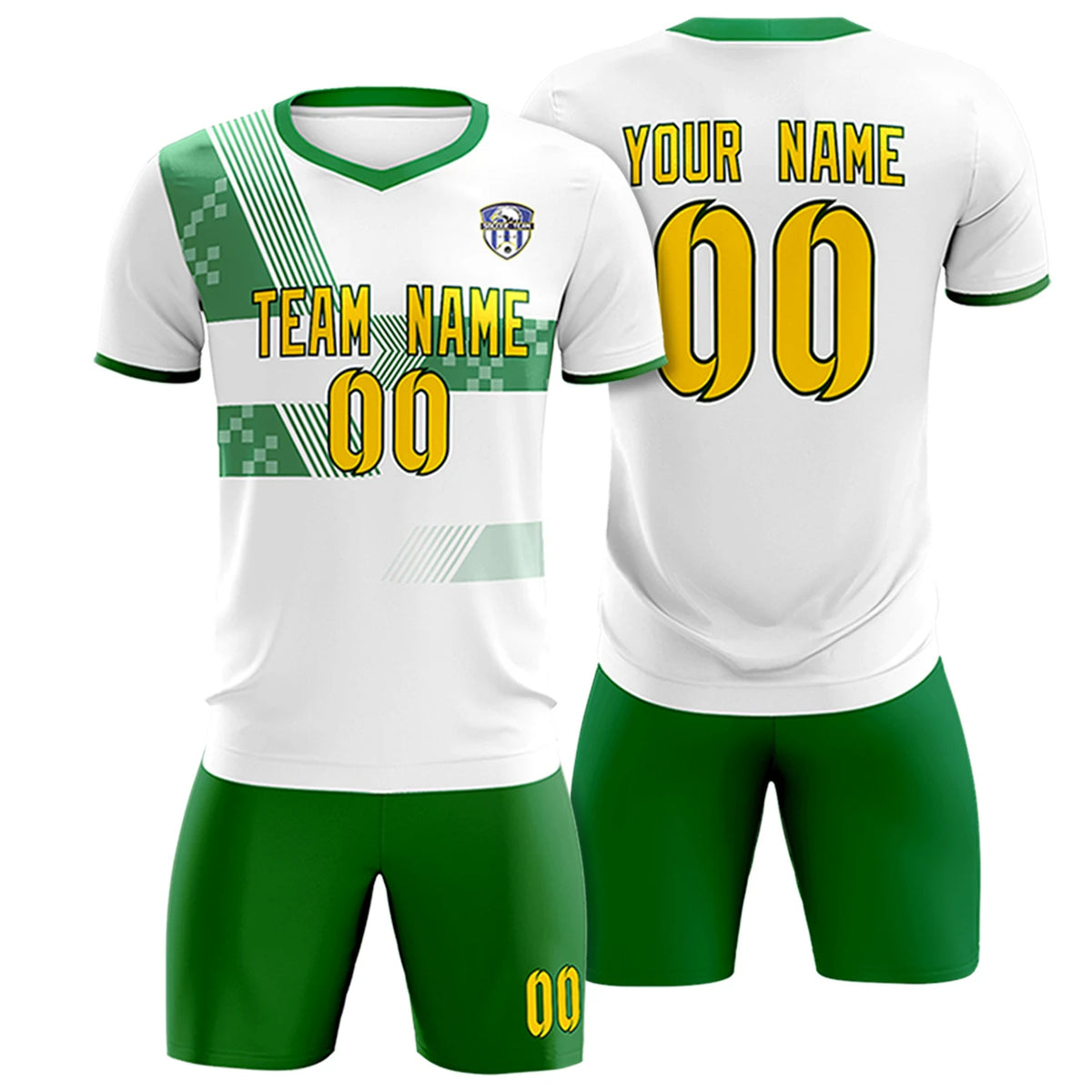 Custom White Kelly Green Training Uniform For Men Soccer Sets Jersey