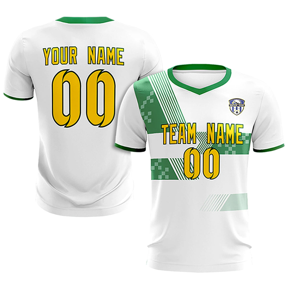 Custom White Kelly Green Training Uniform For Men Soccer Sets Jersey