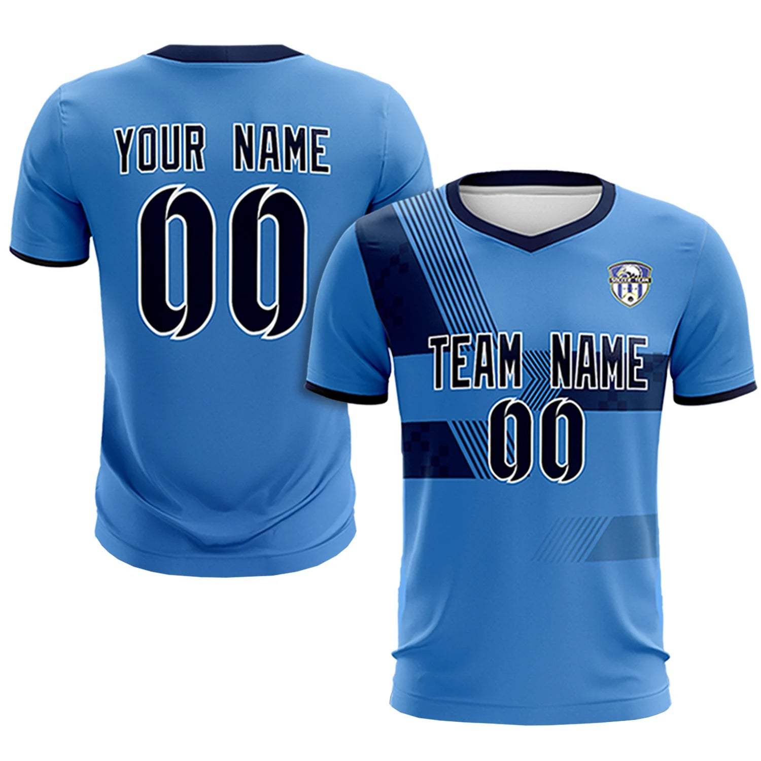 Custom Powder Blue Navy Training Uniform For Men Soccer Sets Jersey