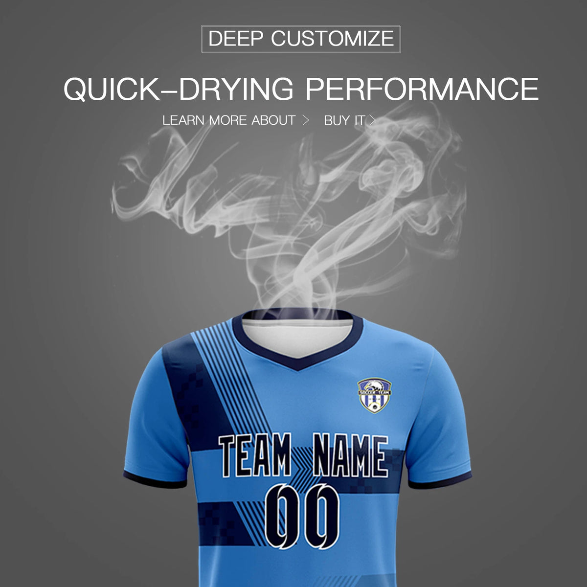 Custom Powder Blue Navy Training Uniform For Men Soccer Sets Jersey