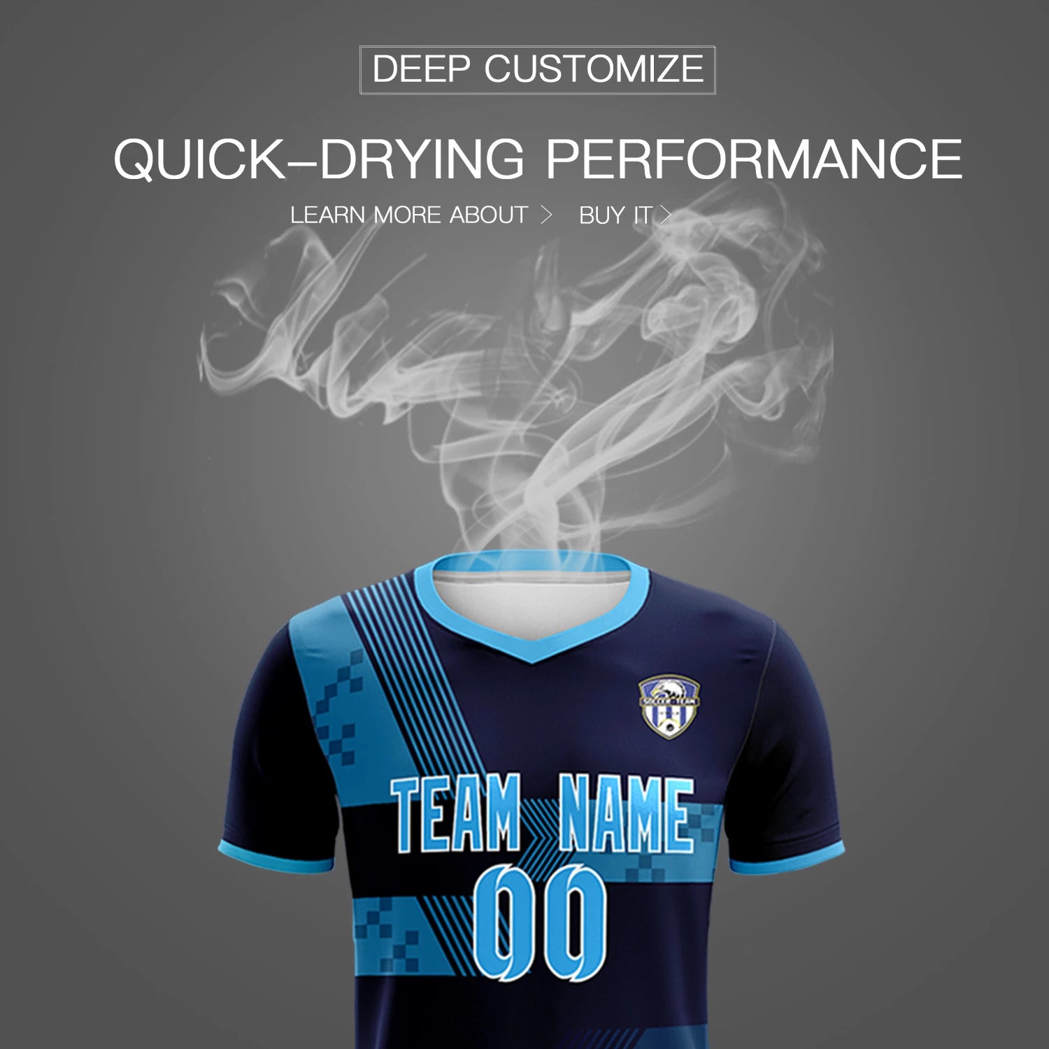 Custom Navy Powder Blue Training Uniform For Men Soccer Sets Jersey