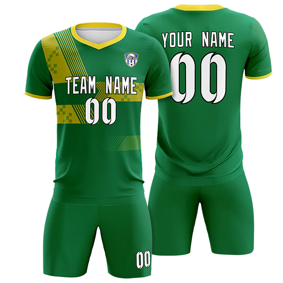 Custom Kelly Green Gold01 Training Uniform For Men Soccer Sets Jersey
