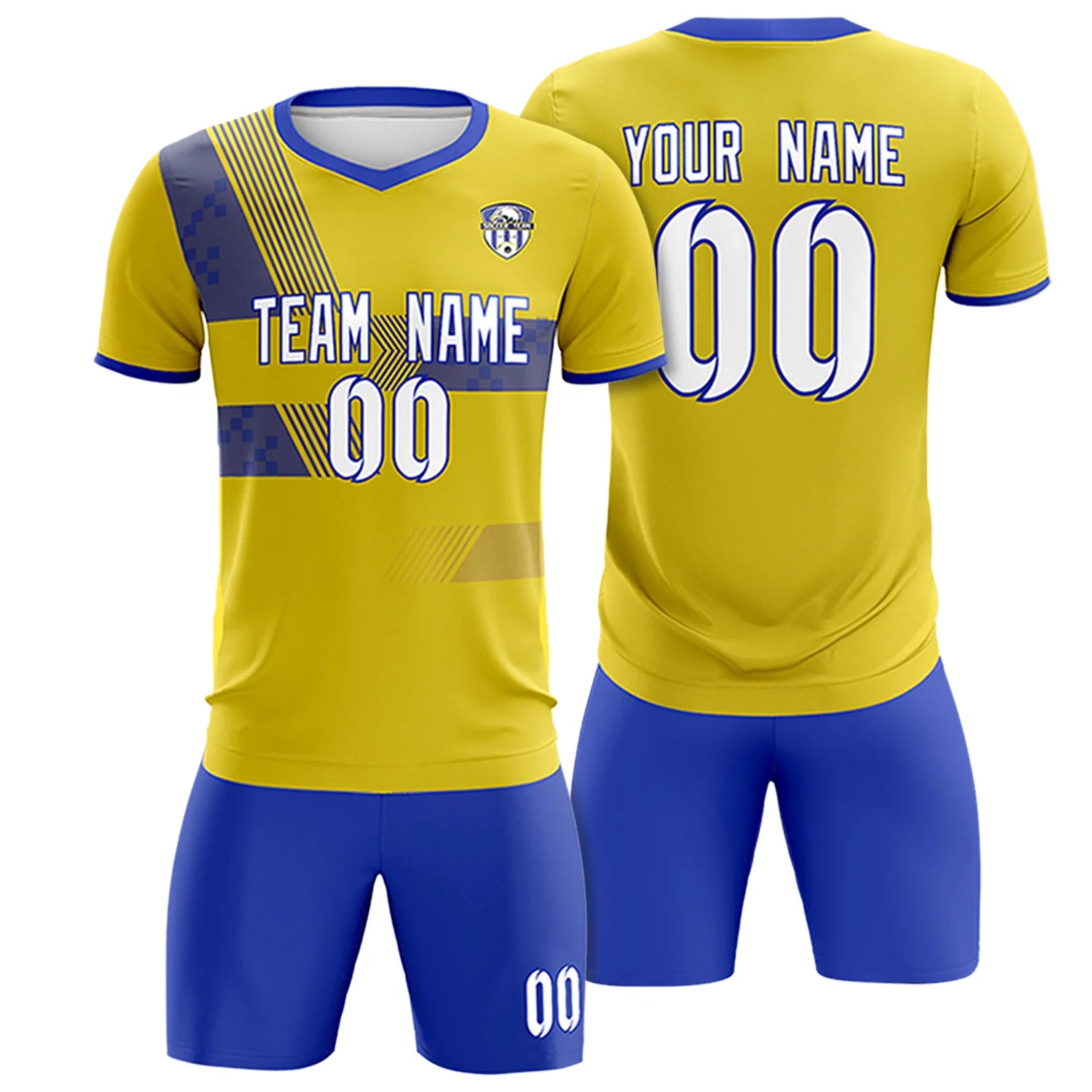 Custom Gold01 Royal Blue Training Uniform For Men Soccer Sets Jersey