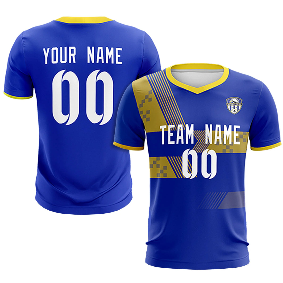 Custom Royal Blue Gold01 Training Uniform For Men Soccer Sets Jersey