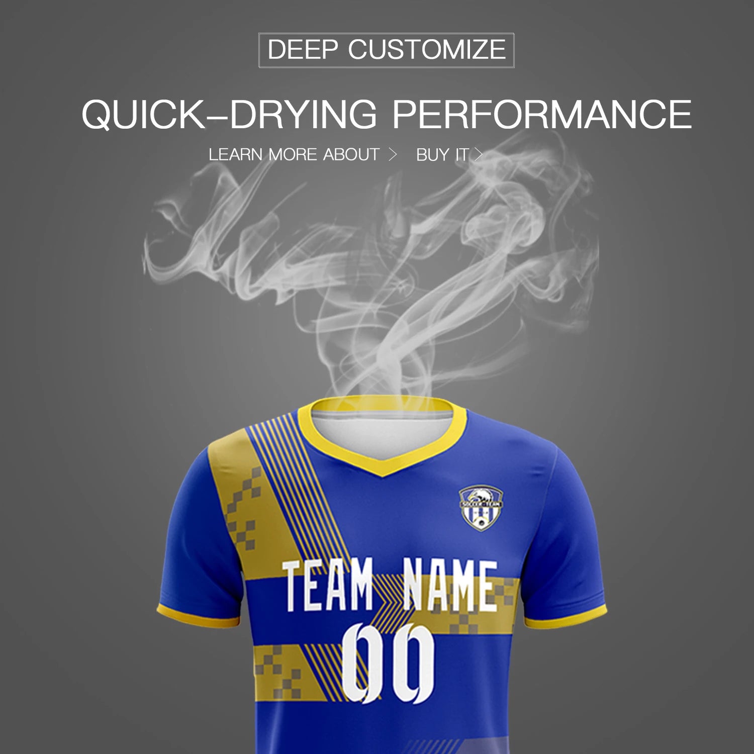 Custom Royal Blue Gold01 Training Uniform For Men Soccer Sets Jersey