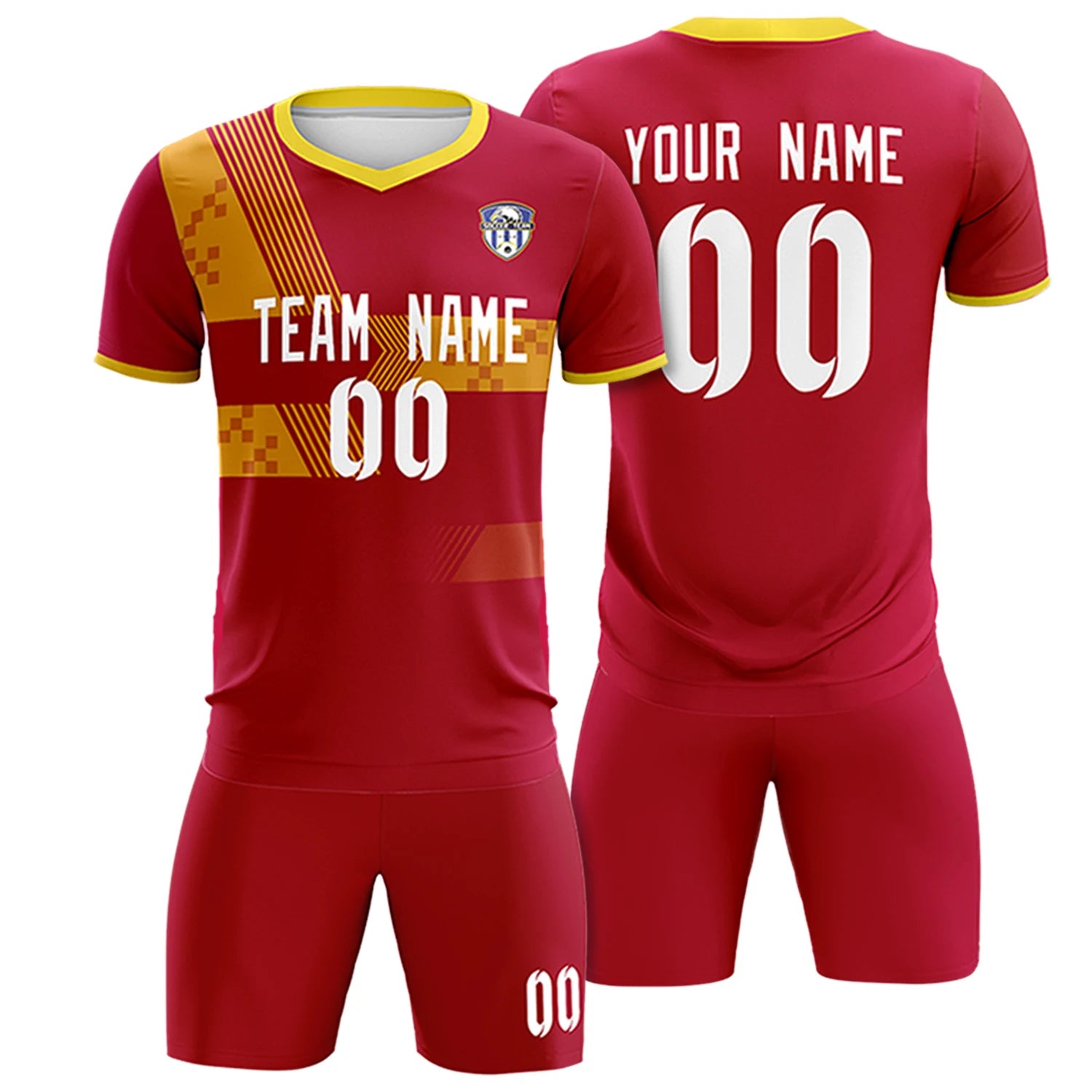 Custom Red Gold01 Training Uniform For Men Soccer Sets Jersey