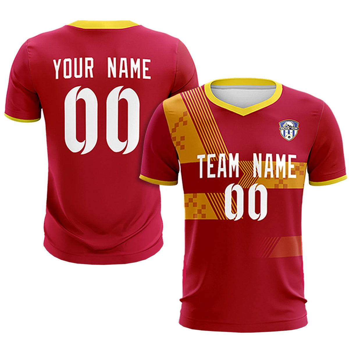 Custom Red Gold01 Training Uniform For Men Soccer Sets Jersey