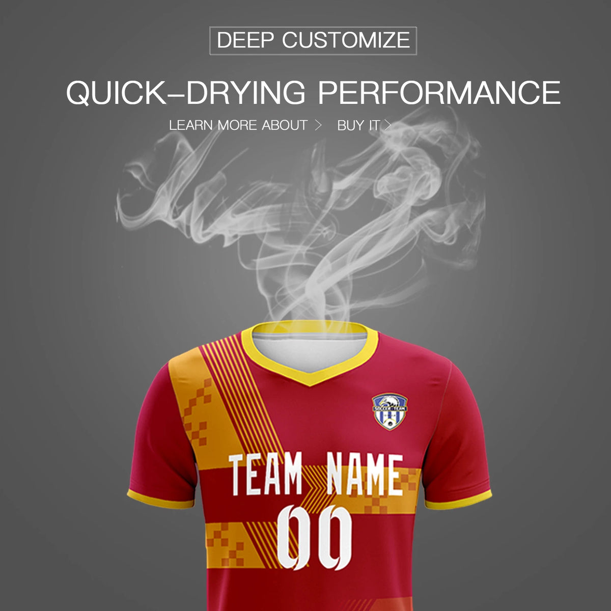 Custom Red Gold01 Training Uniform For Men Soccer Sets Jersey