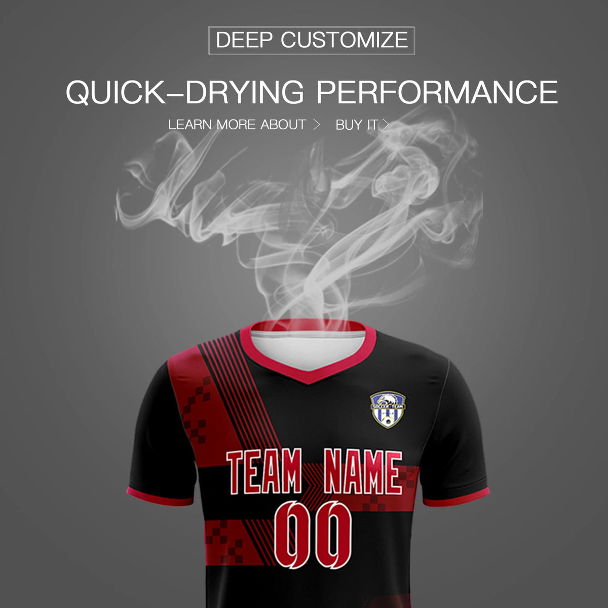 Custom Black Red Training Uniform For Men Soccer Sets Jersey