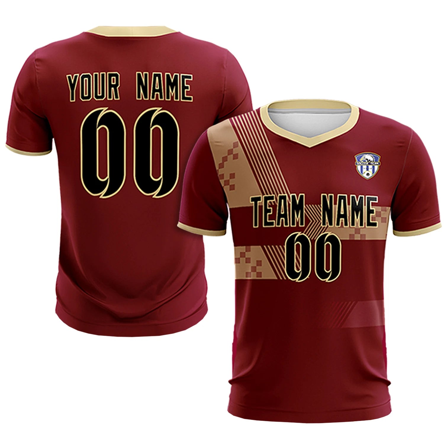 Custom Crimson Khaki Training Uniform For Men Soccer Sets Jersey