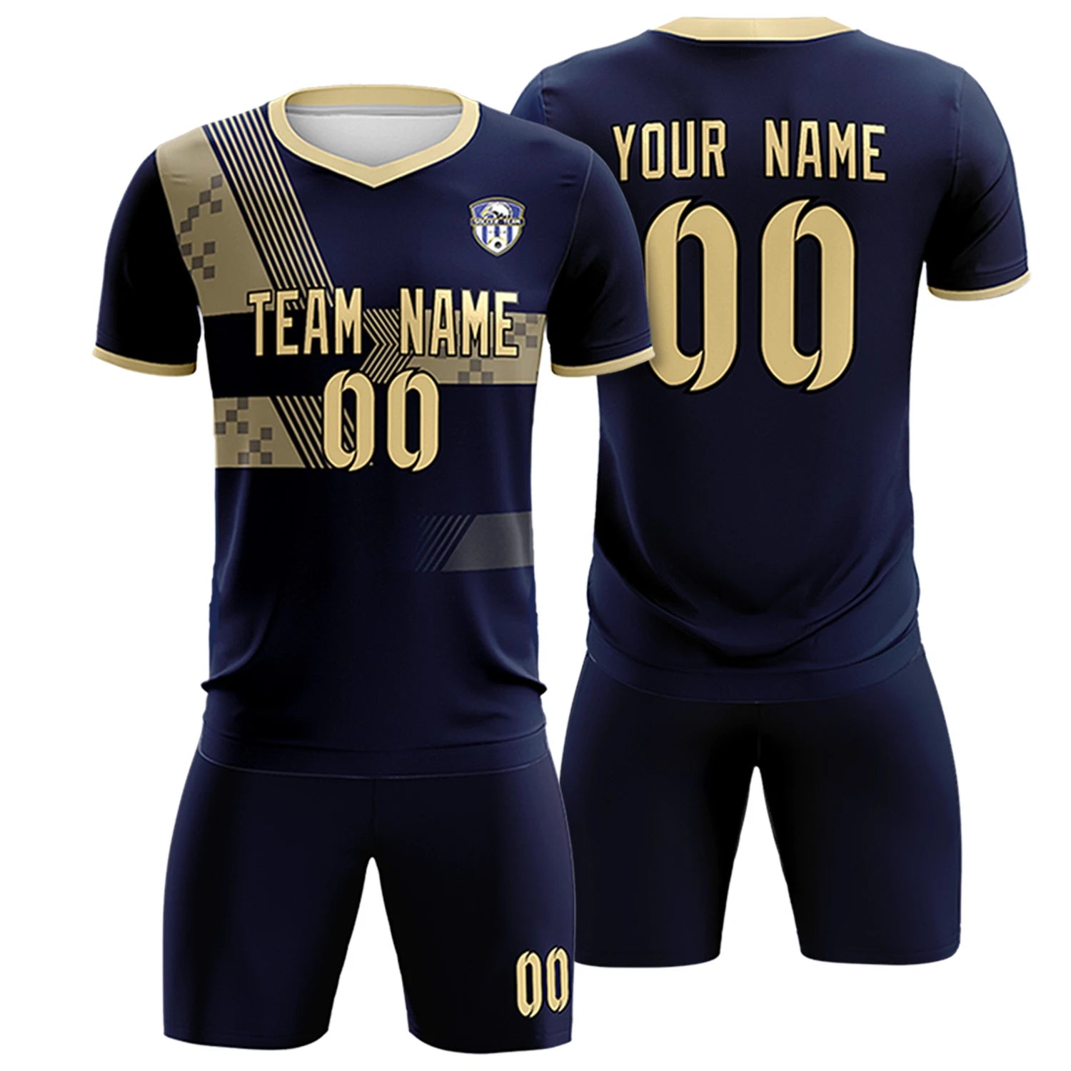 Custom Navy Khaki Training Uniform For Men Soccer Sets Jersey