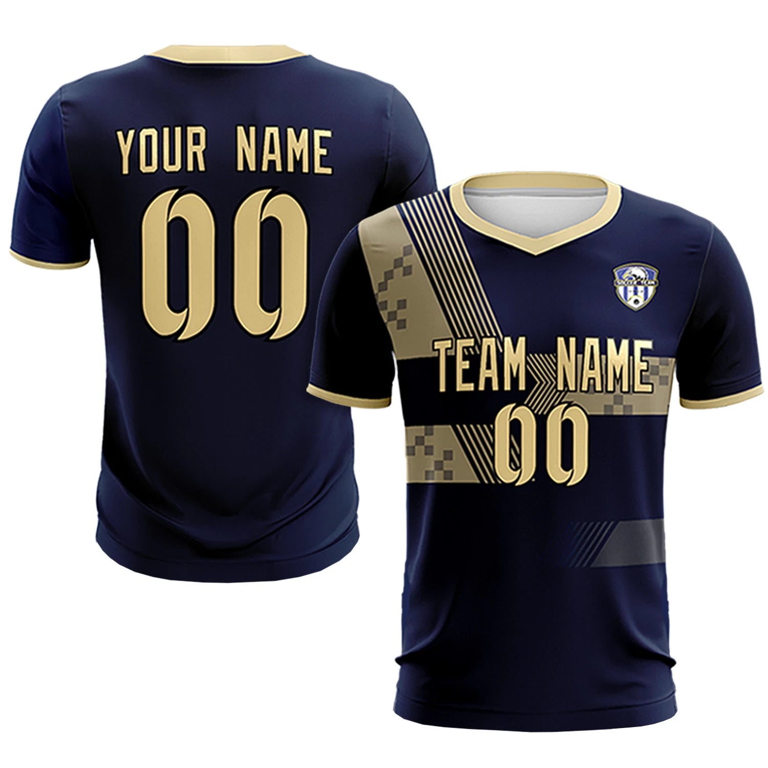 Custom Navy Khaki Training Uniform For Men Soccer Sets Jersey
