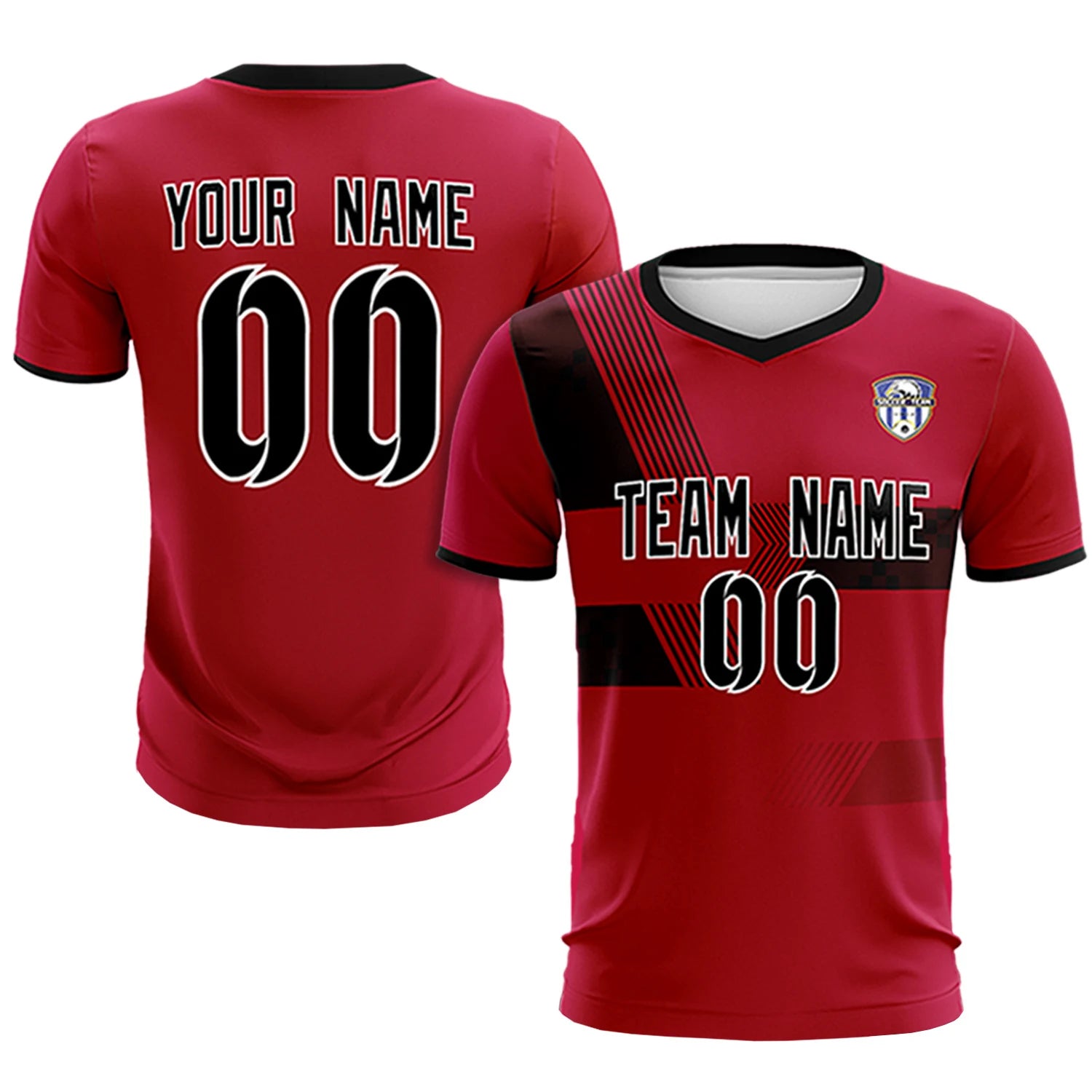 Custom Red Navy Training Uniform For Men Soccer Sets Jersey