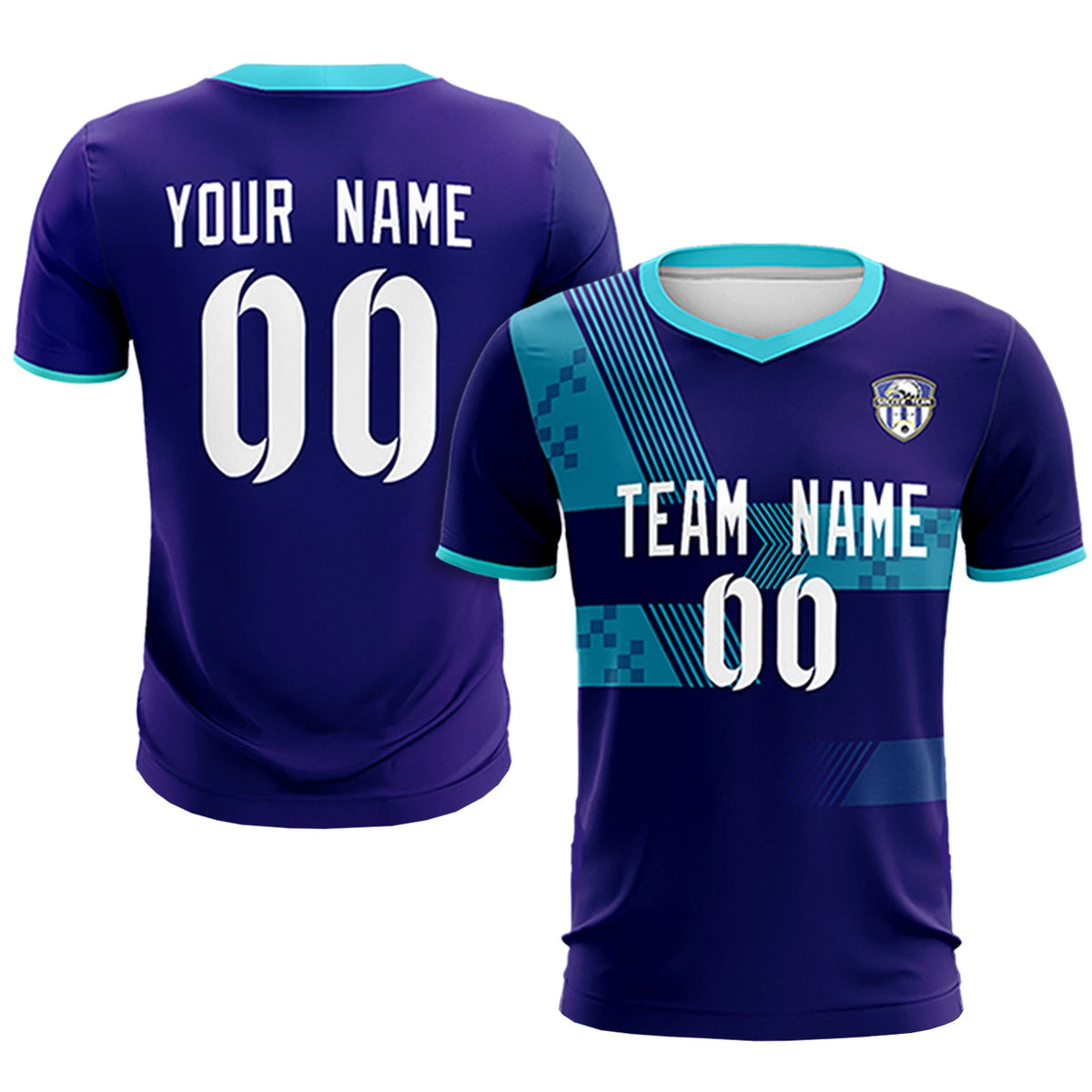 Custom Purple Aqua Training Uniform For Men Soccer Sets Jersey