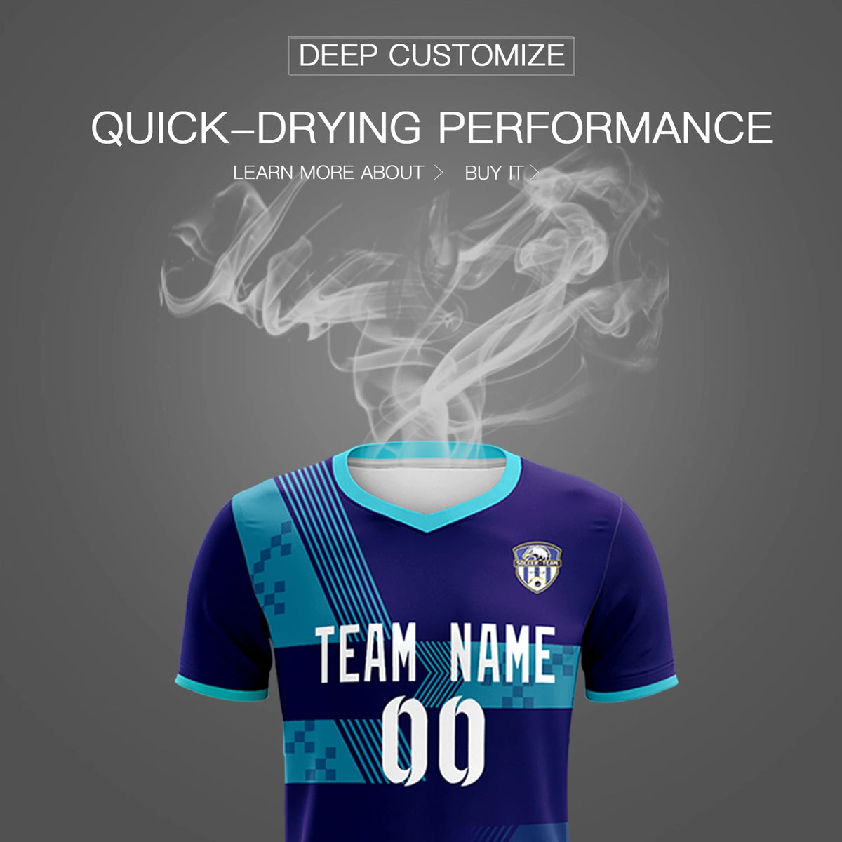 Custom Purple Aqua Training Uniform For Men Soccer Sets Jersey