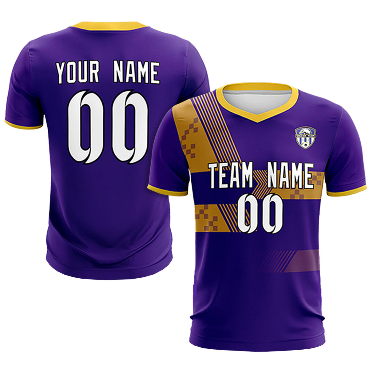 Custom Purple Gold01 Training Uniform For Men Soccer Sets Jersey
