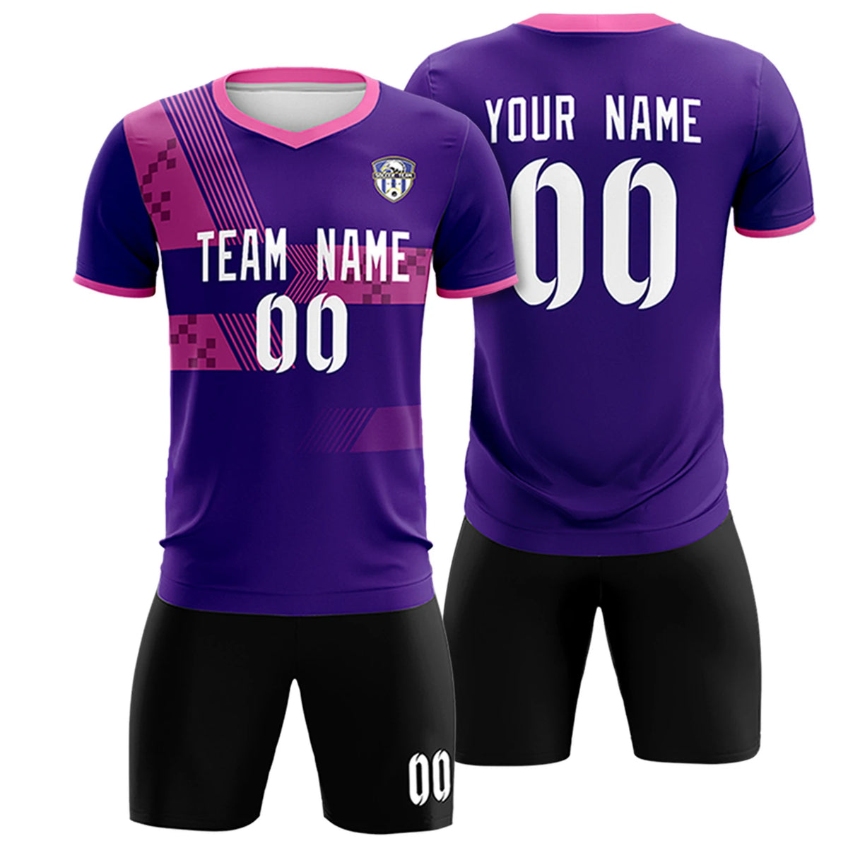 Custom Purple Pink Training Uniform For Men Soccer Sets Jersey