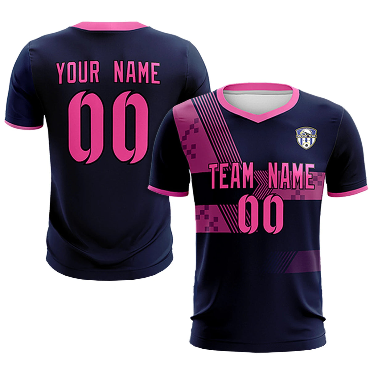 Custom Navy Pink Training Uniform For Men Soccer Sets Jersey