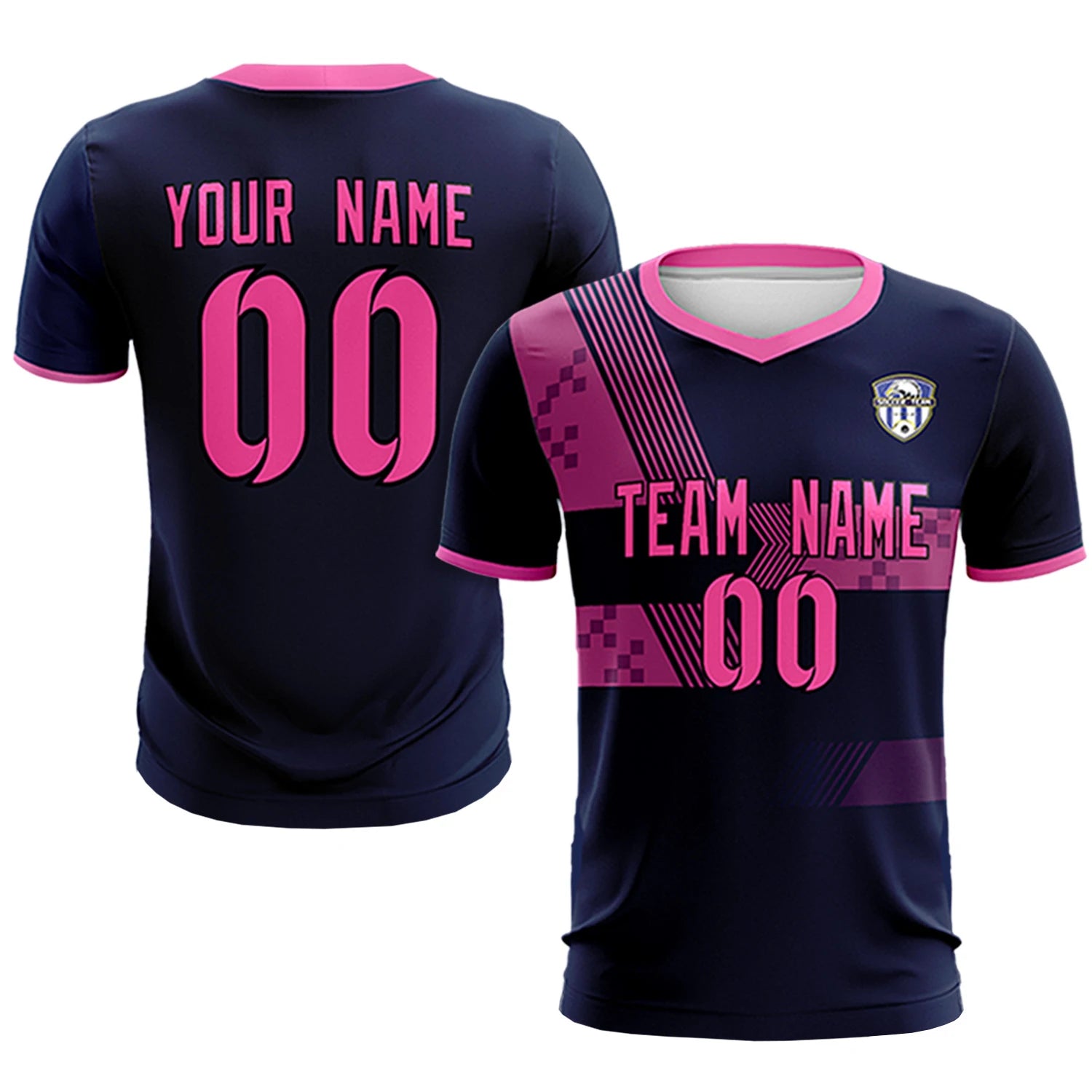 Custom Navy Pink Training Uniform For Men Soccer Sets Jersey