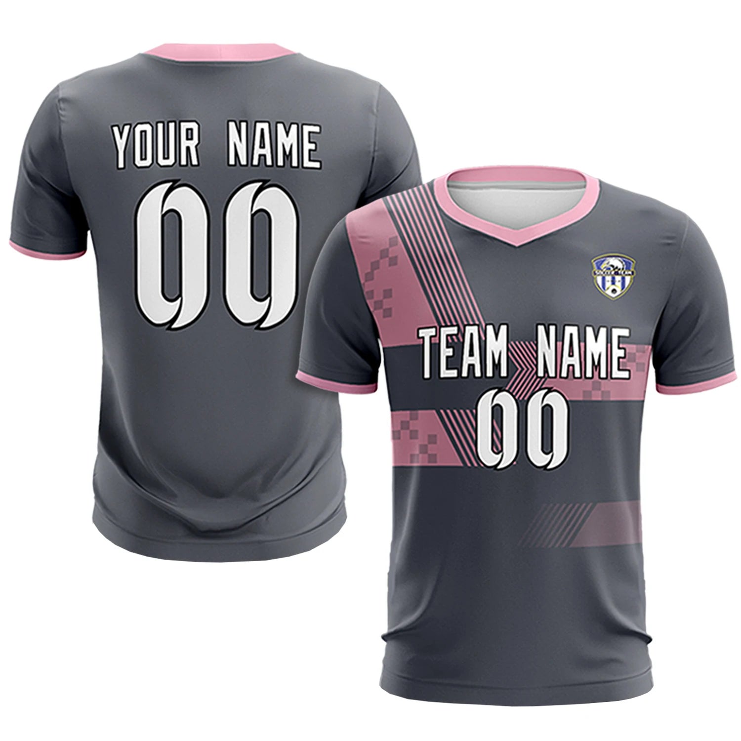 Custom Gray Light Pink Training Uniform For Men Soccer Sets Jersey