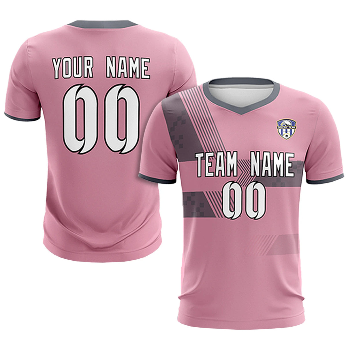 Custom Light Pink Gray Training Uniform For Men Soccer Sets Jersey