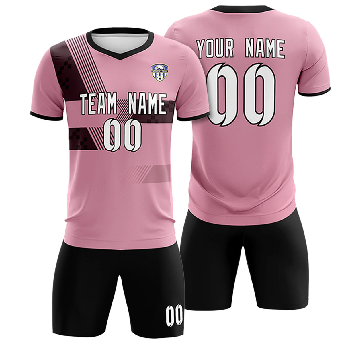 Custom Light Pink Black Training Uniform For Men Soccer Sets Jersey