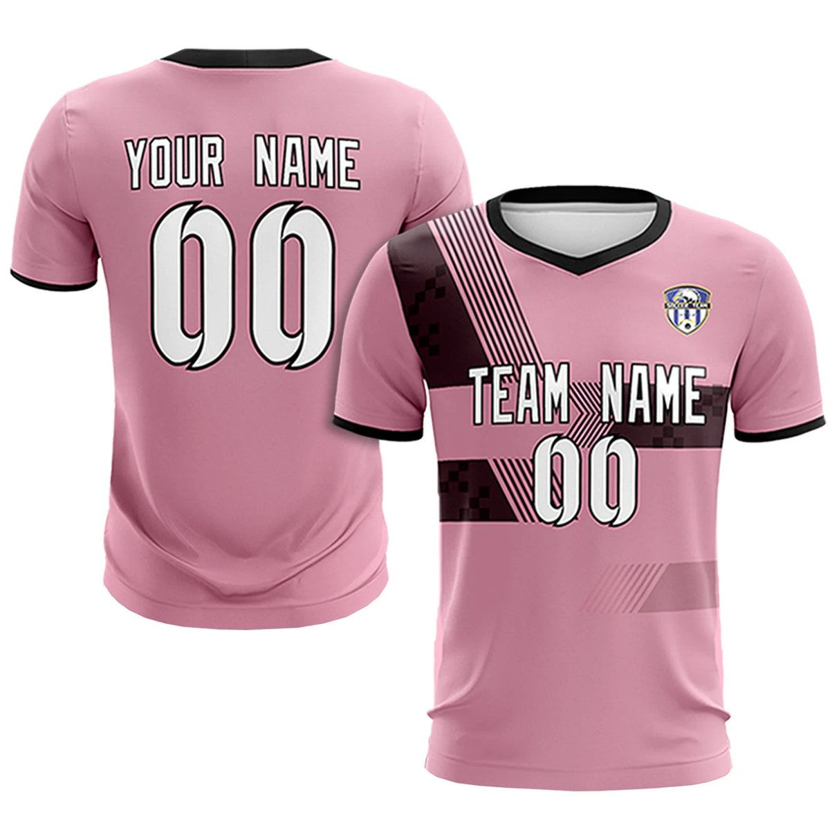 Custom Light Pink Black Training Uniform For Men Soccer Sets Jersey