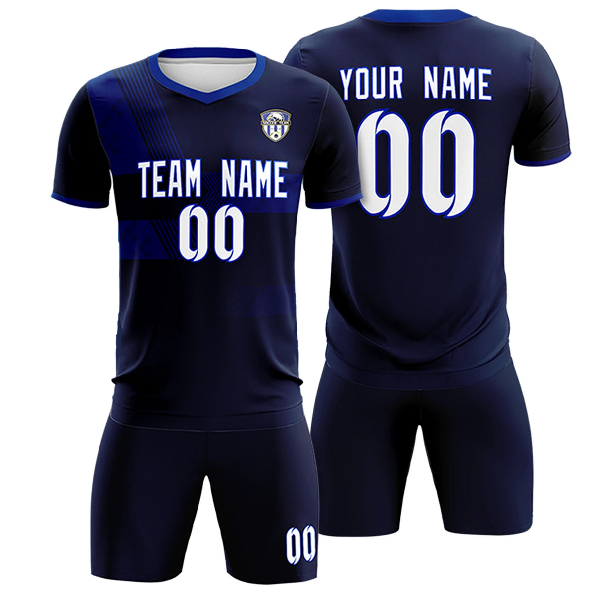Custom Navy Royal Blue Training Uniform For Men Soccer Sets Jersey