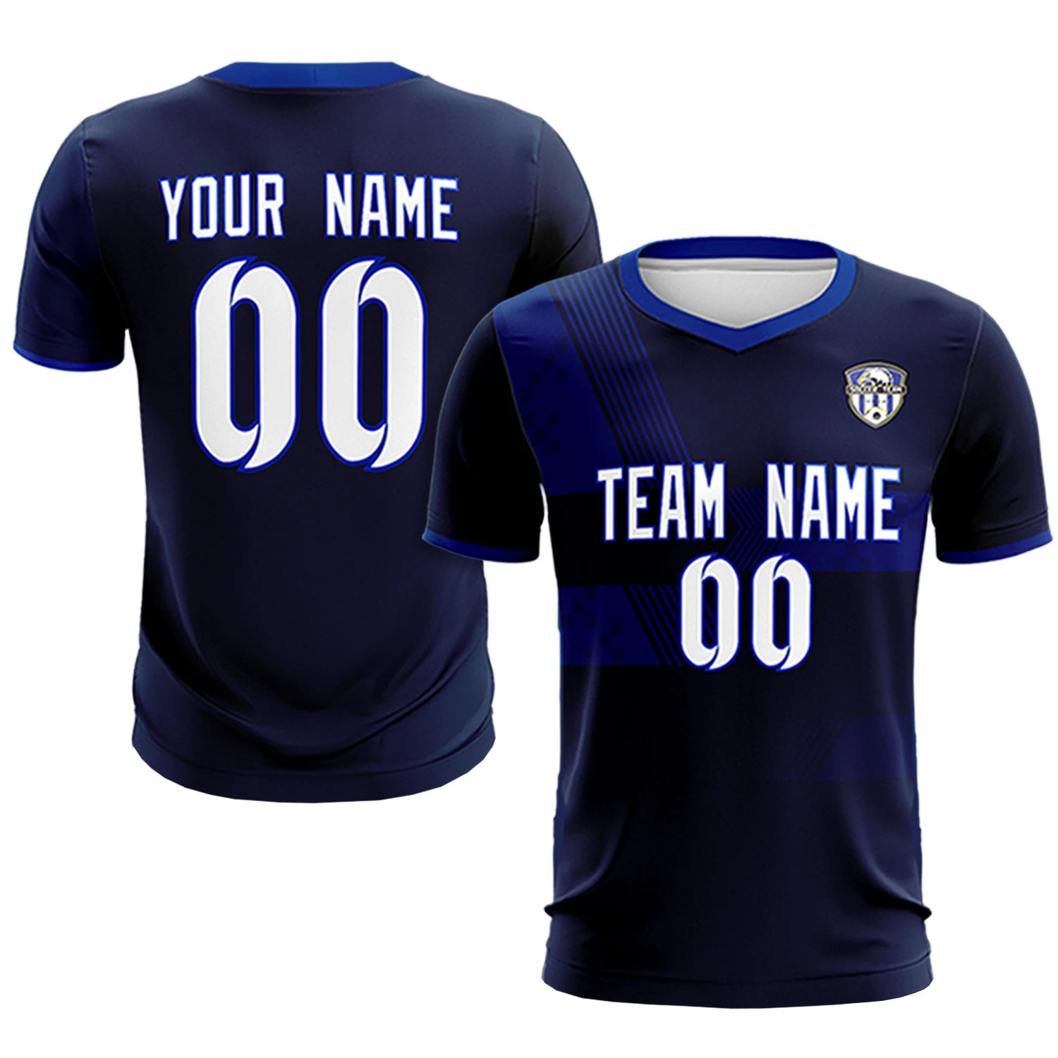 Custom Navy Royal Blue Training Uniform For Men Soccer Sets Jersey