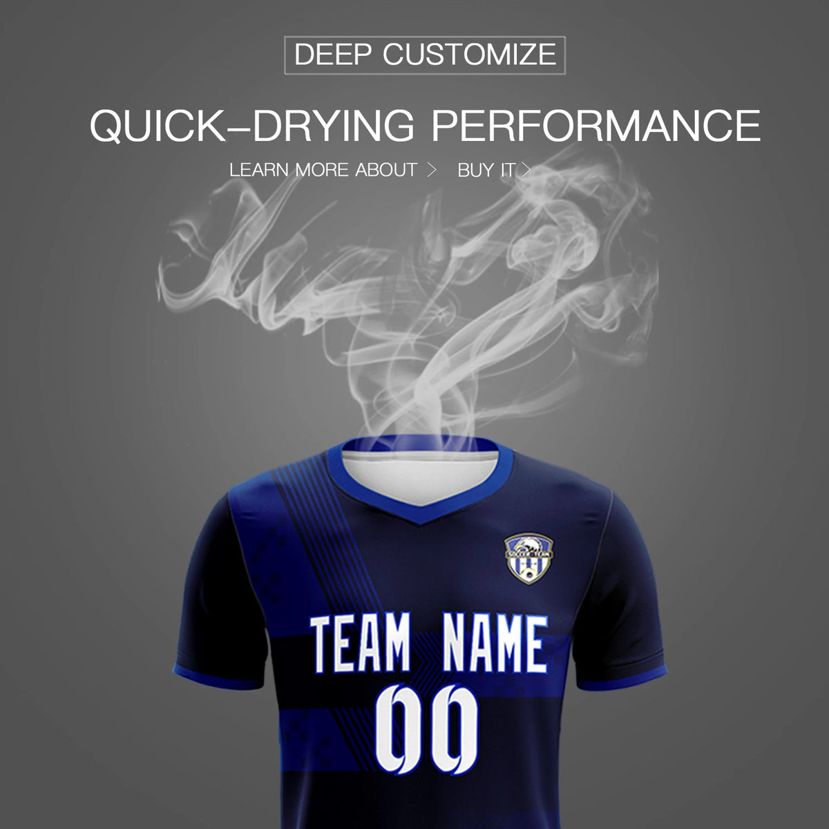 Custom Navy Royal Blue Training Uniform For Men Soccer Sets Jersey