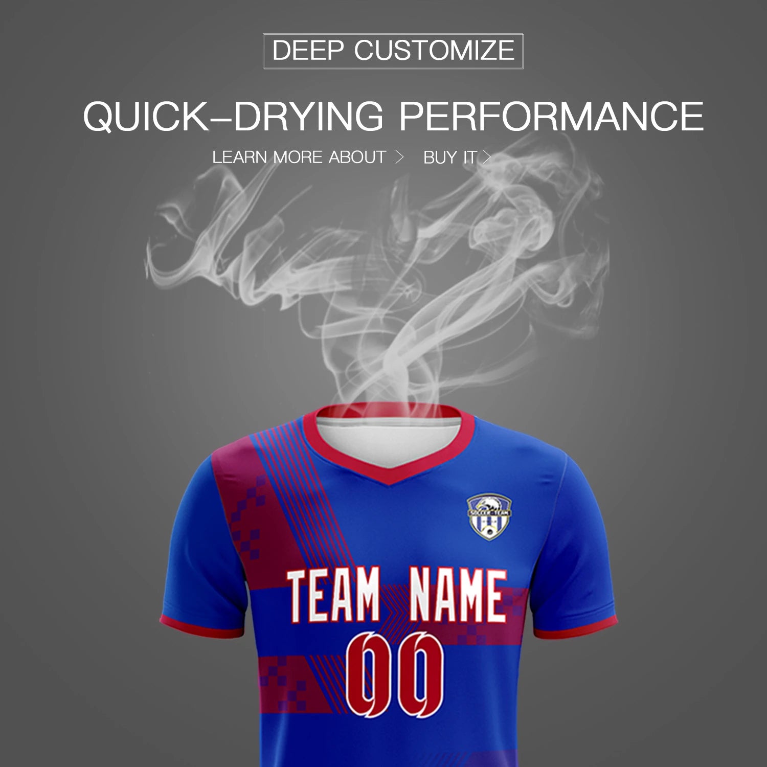 Custom Royal Blue Red Training Uniform For Men Soccer Sets Jersey