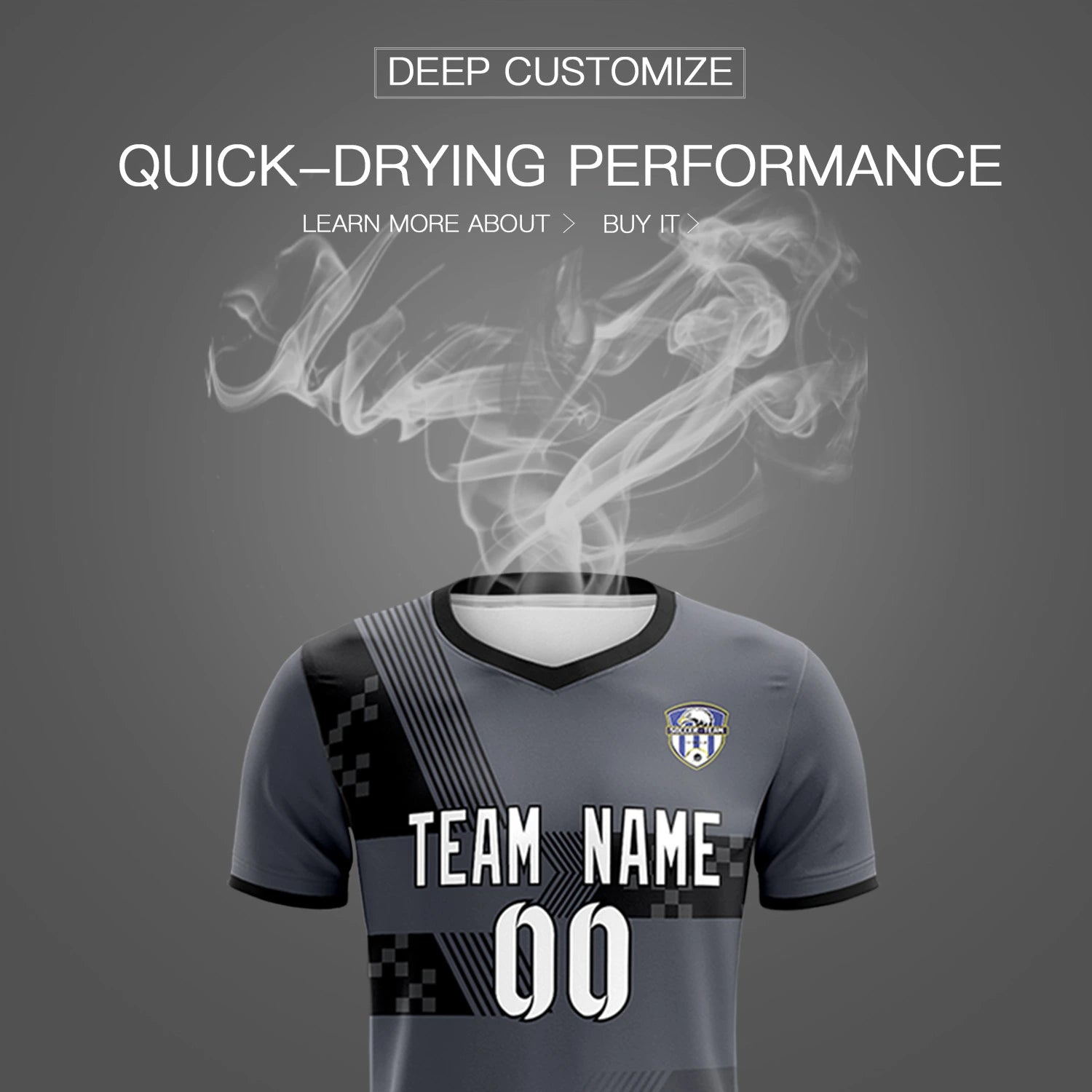 Custom Gray Black Training Uniform For Men Soccer Sets Jersey