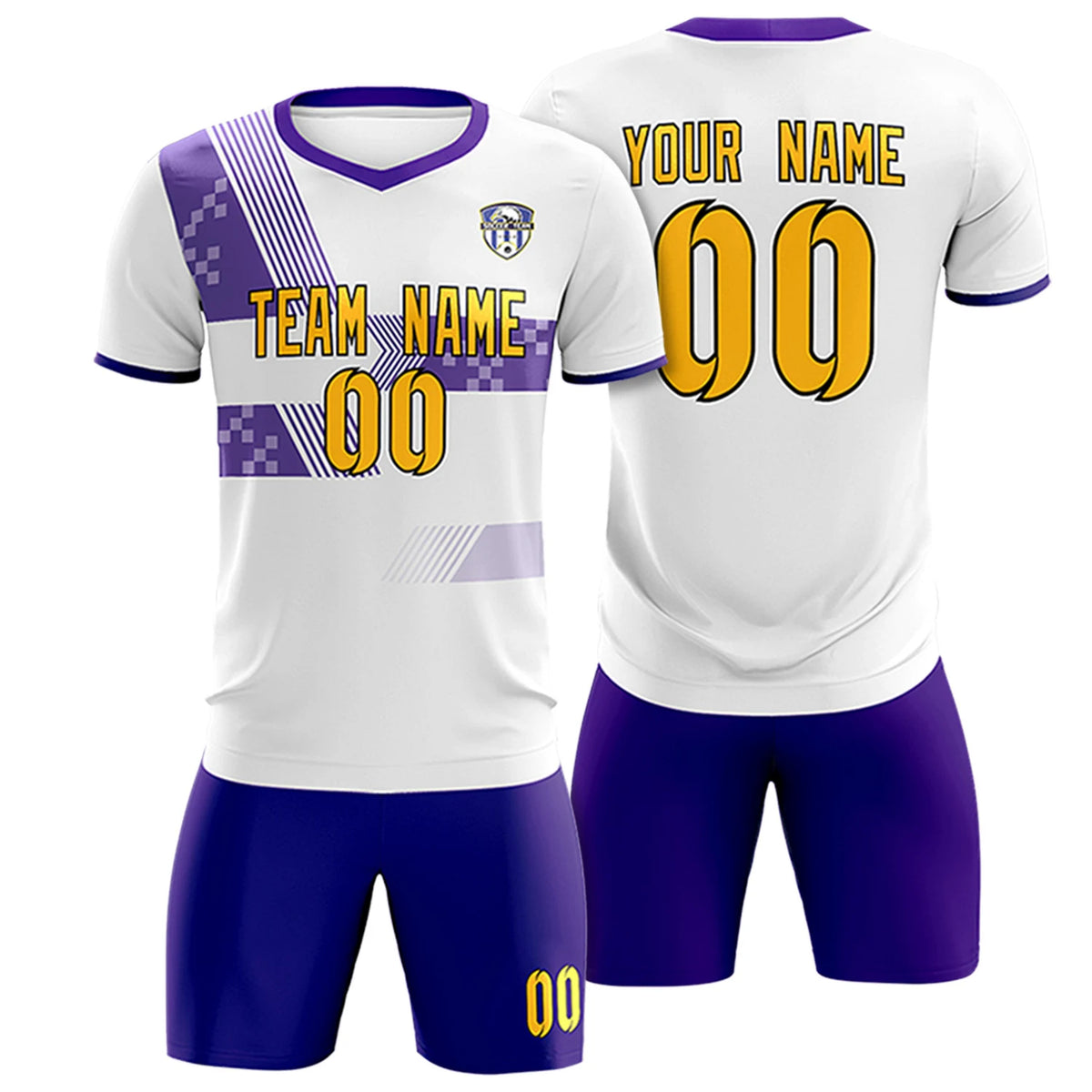 Custom White Purple Training Uniform For Men Soccer Sets Jersey
