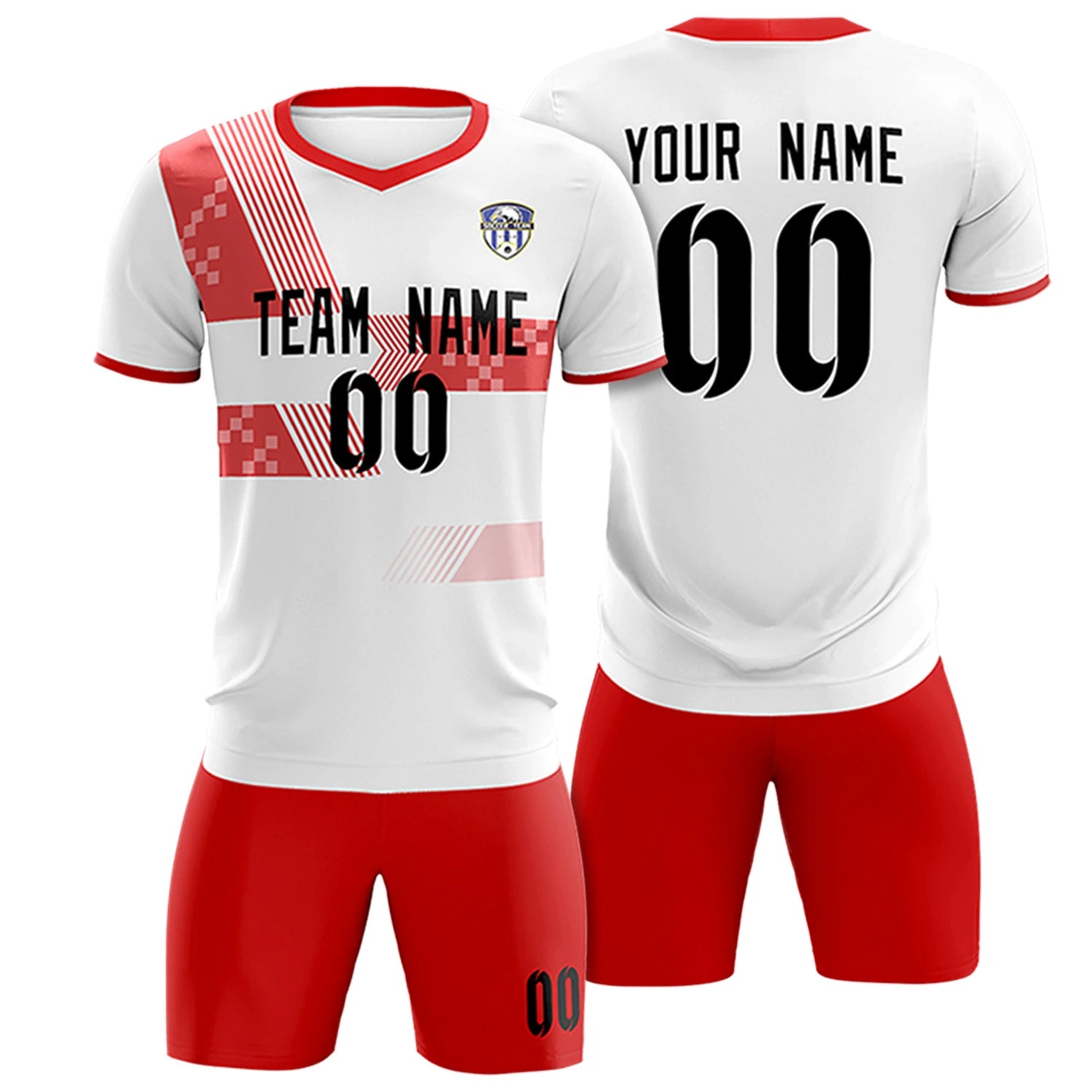 Custom White Red Training Uniform For Men Soccer Sets Jersey
