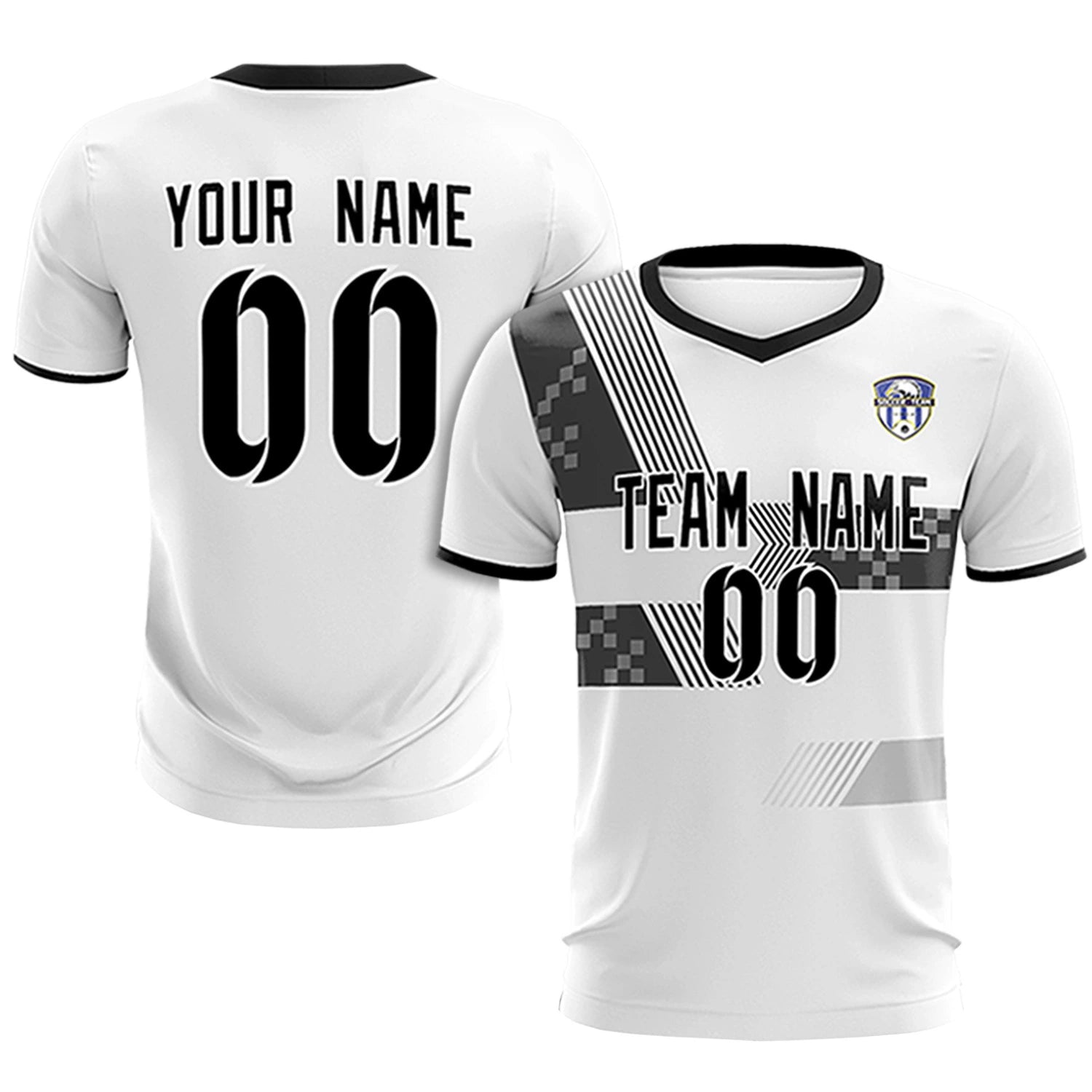 Custom White Black Training Uniform For Men Soccer Sets Jersey