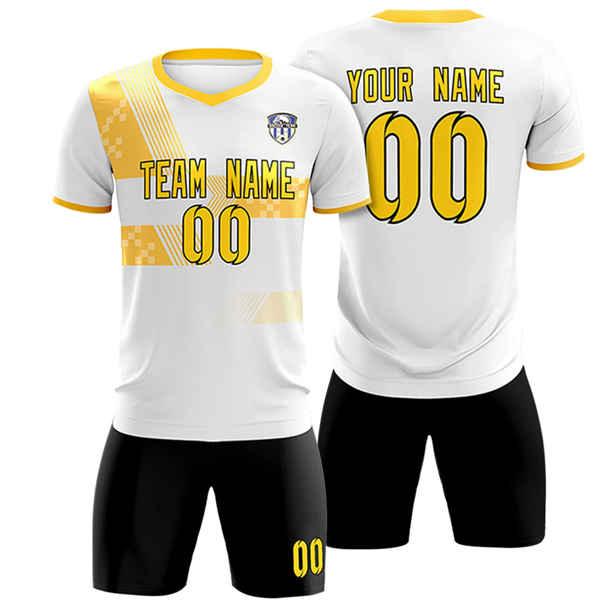 Custom White Gold01 Training Uniform For Men Soccer Sets Jersey