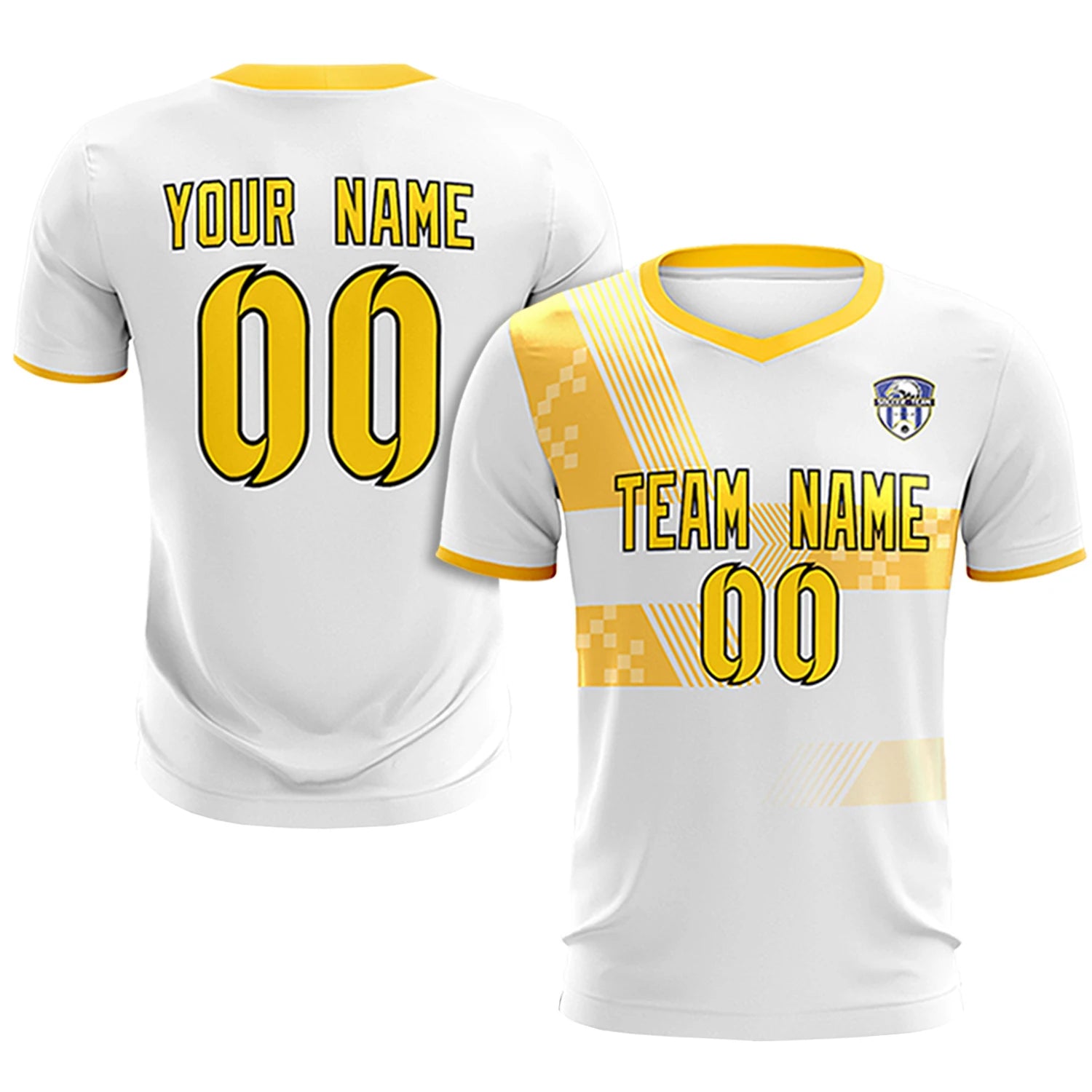 Custom White Gold01 Training Uniform For Men Soccer Sets Jersey
