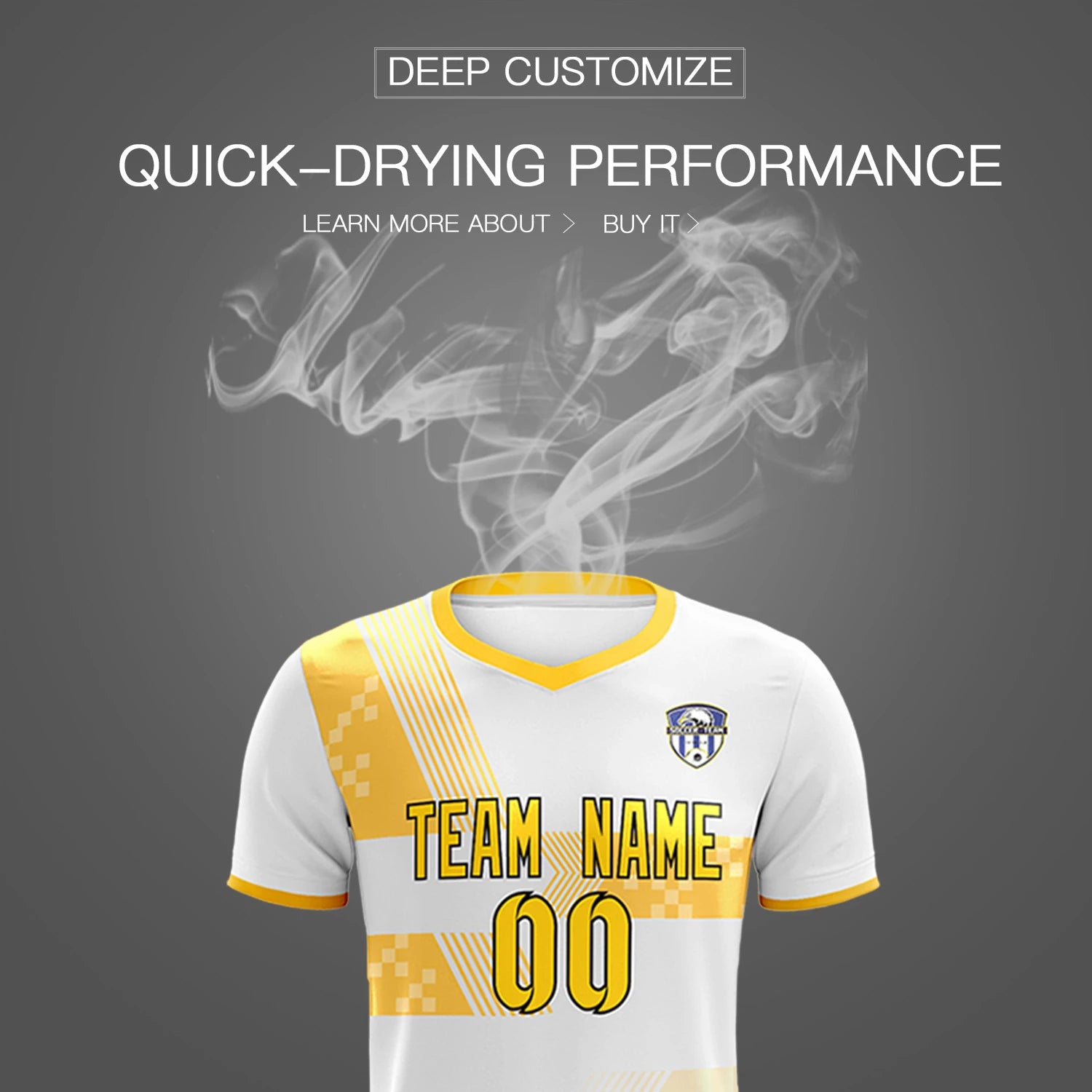 Custom White Gold01 Training Uniform For Men Soccer Sets Jersey