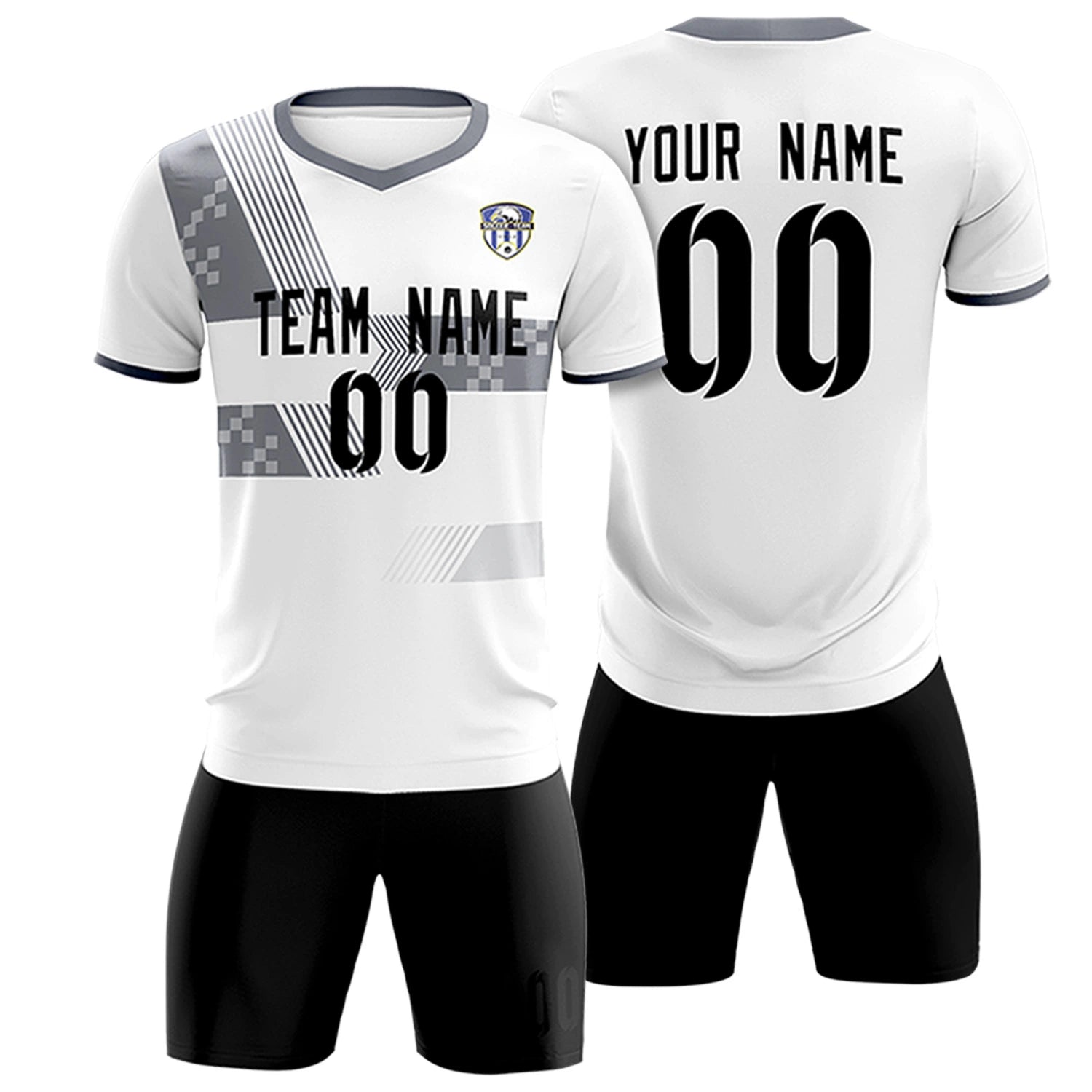 Custom White Gray Training Uniform For Men Soccer Sets Jersey