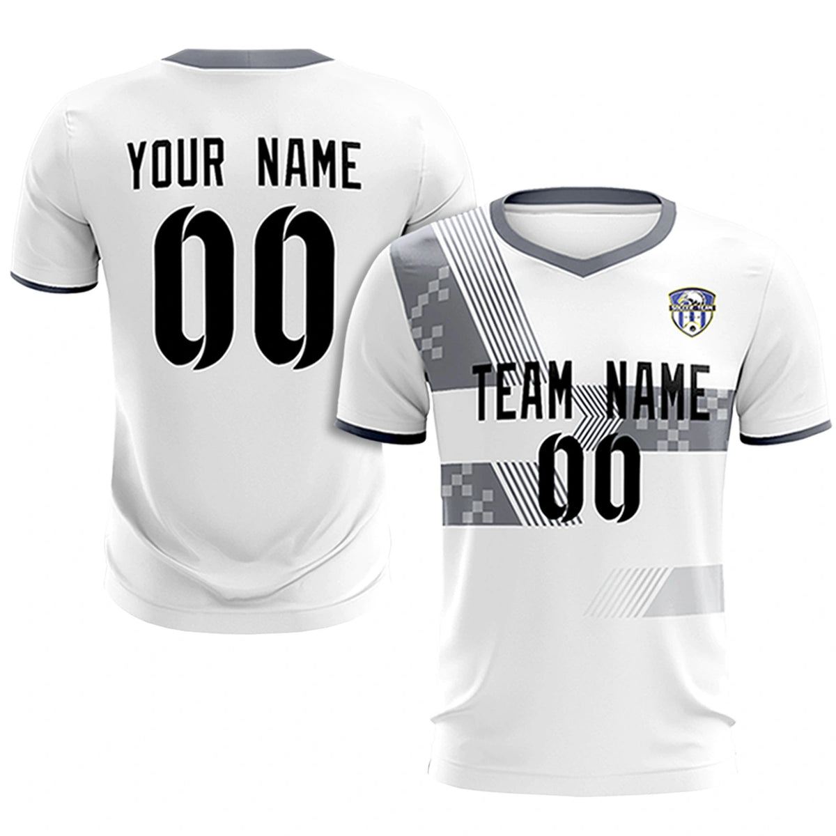 Custom White Gray Training Uniform For Men Soccer Sets Jersey