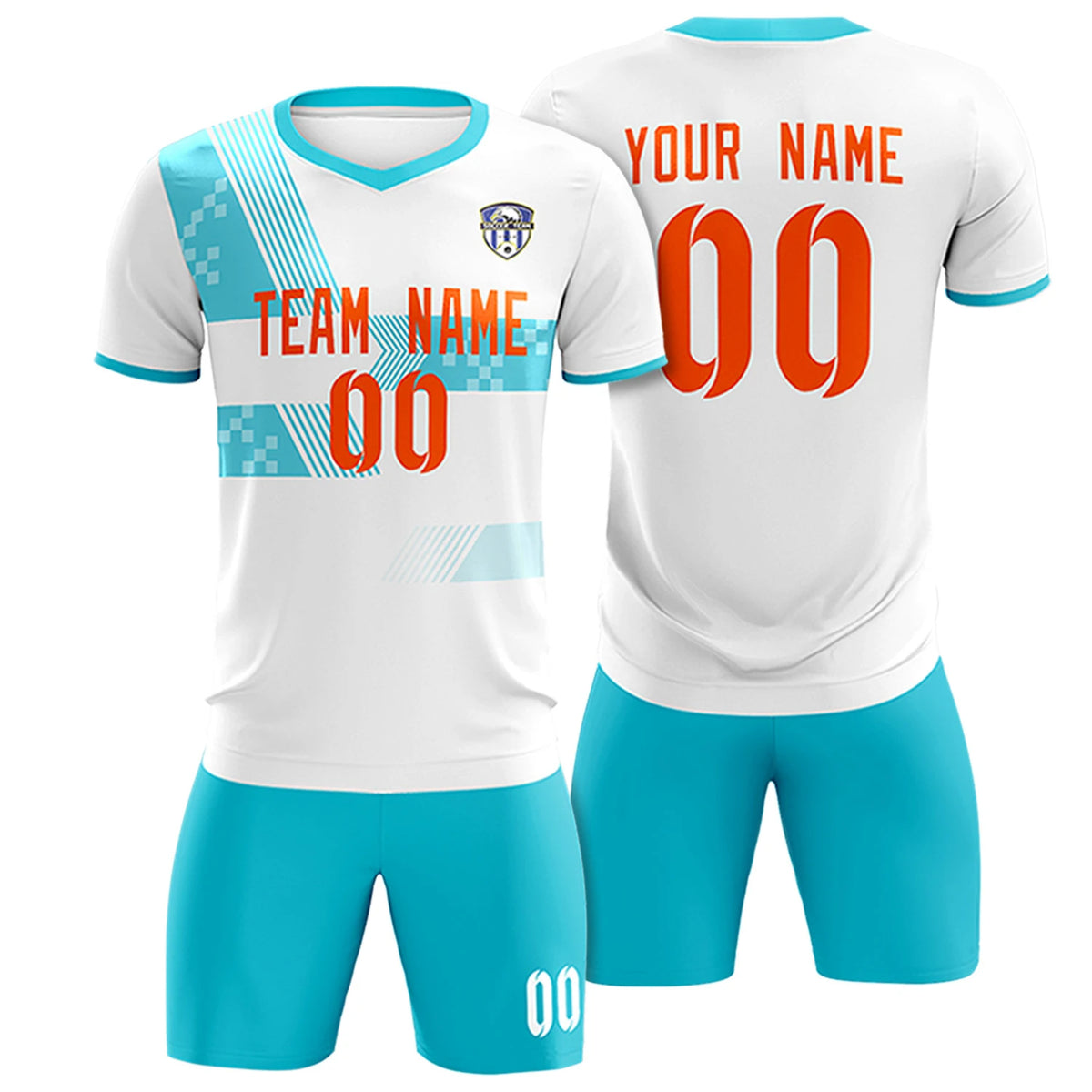 Custom White Aqua Training Uniform For Men Soccer Sets Jersey