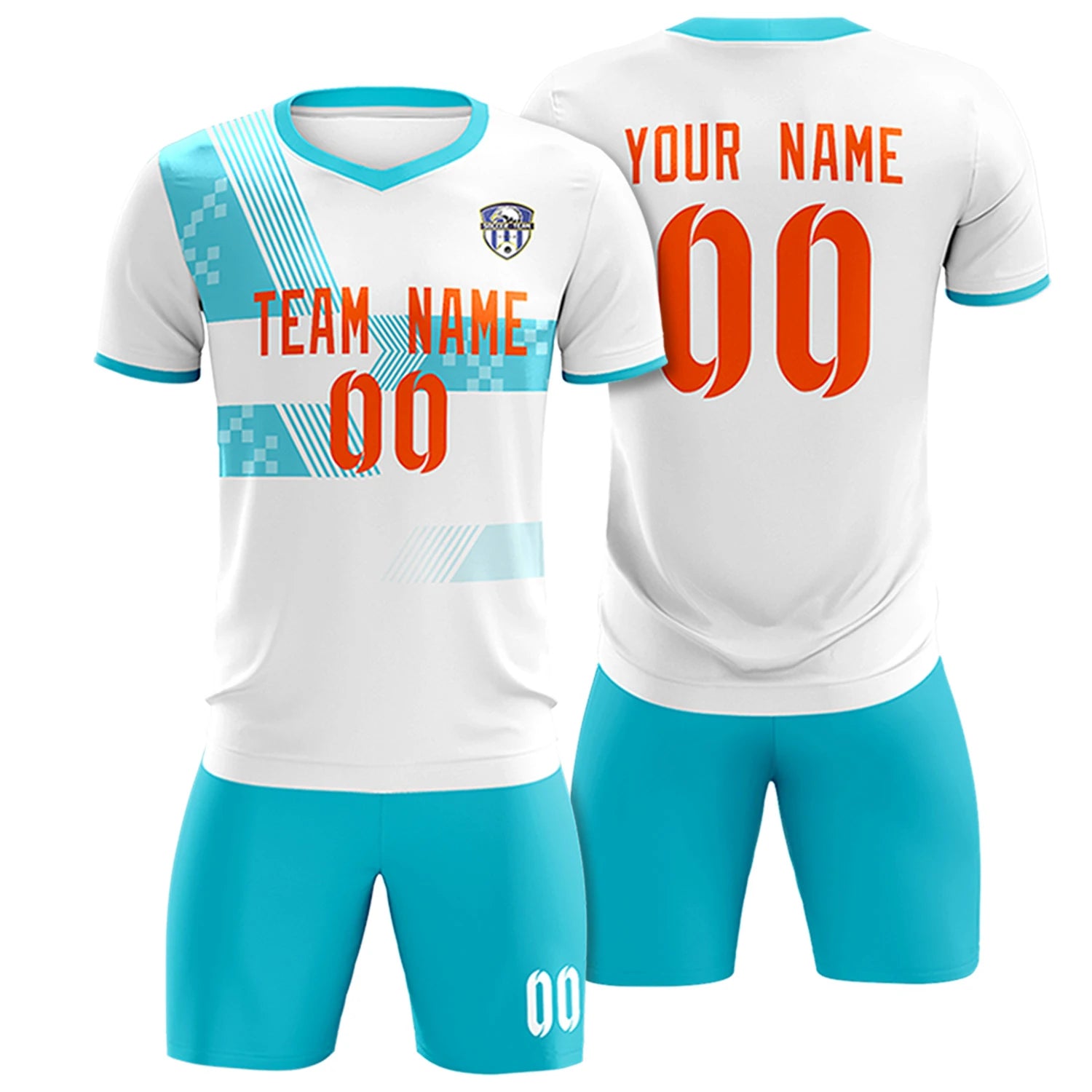 Custom White Aqua Training Uniform For Men Soccer Sets Jersey